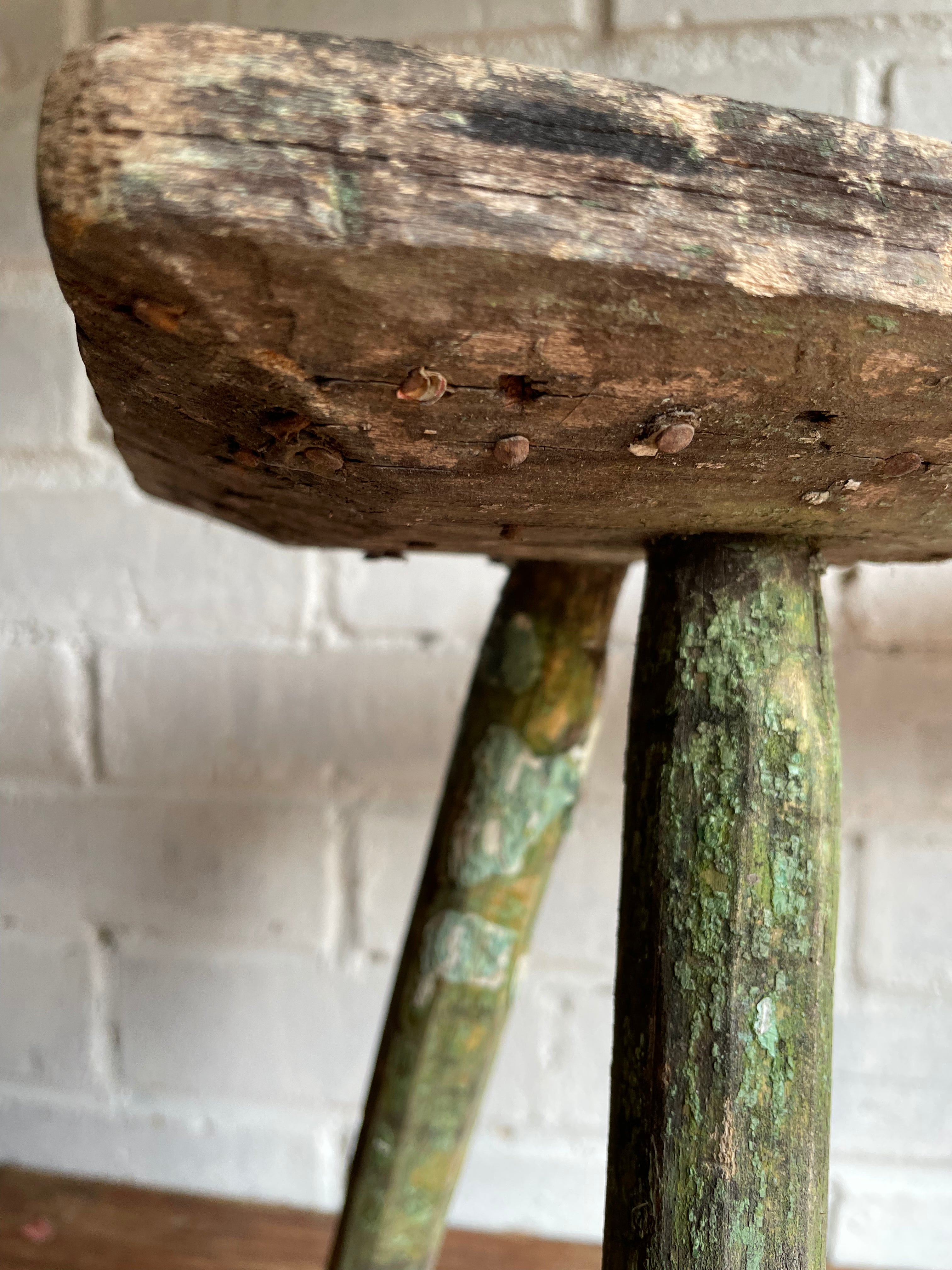 Rustic Green Stool