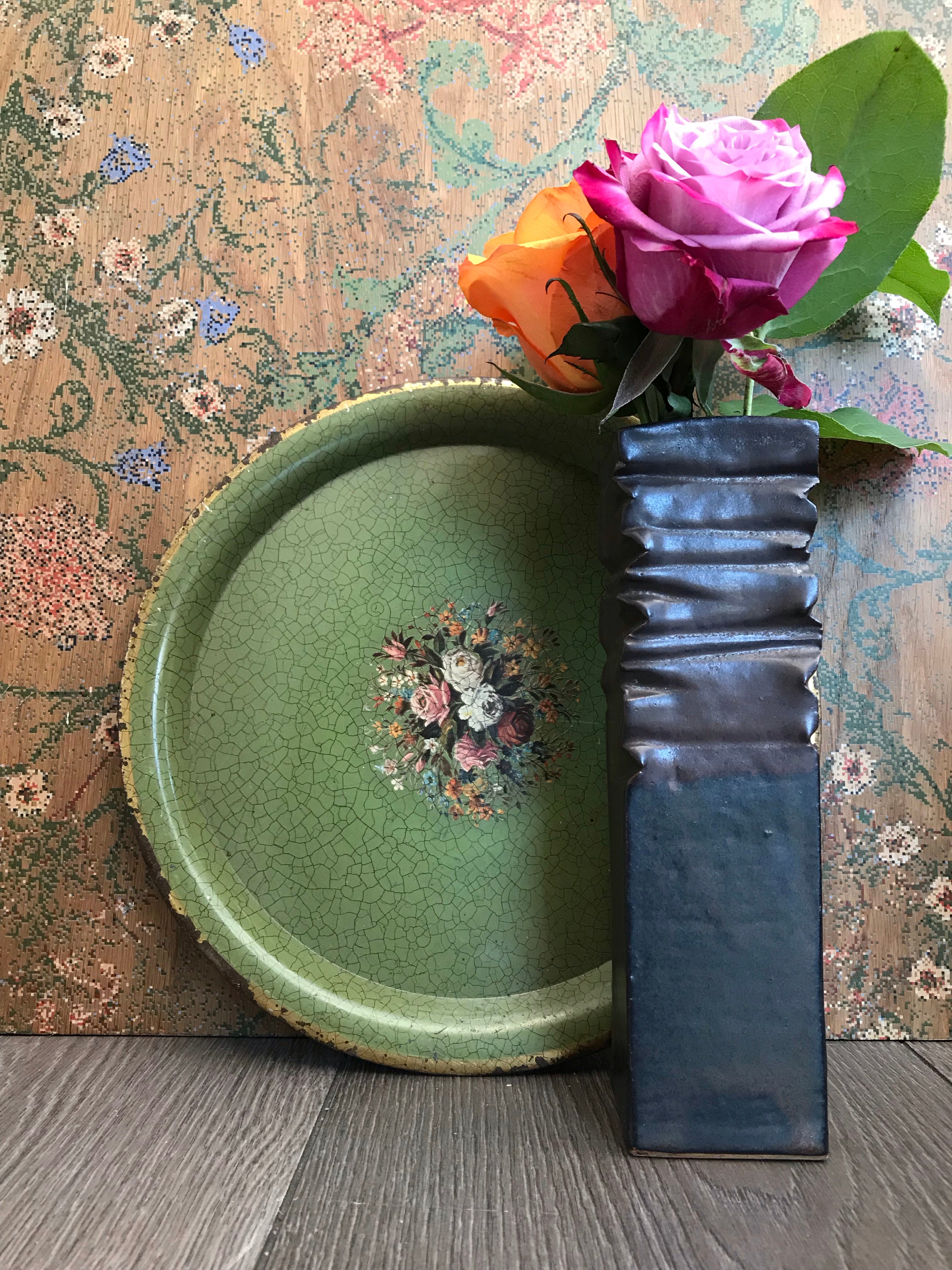 "Creased Look"  Studio Pottery Vase