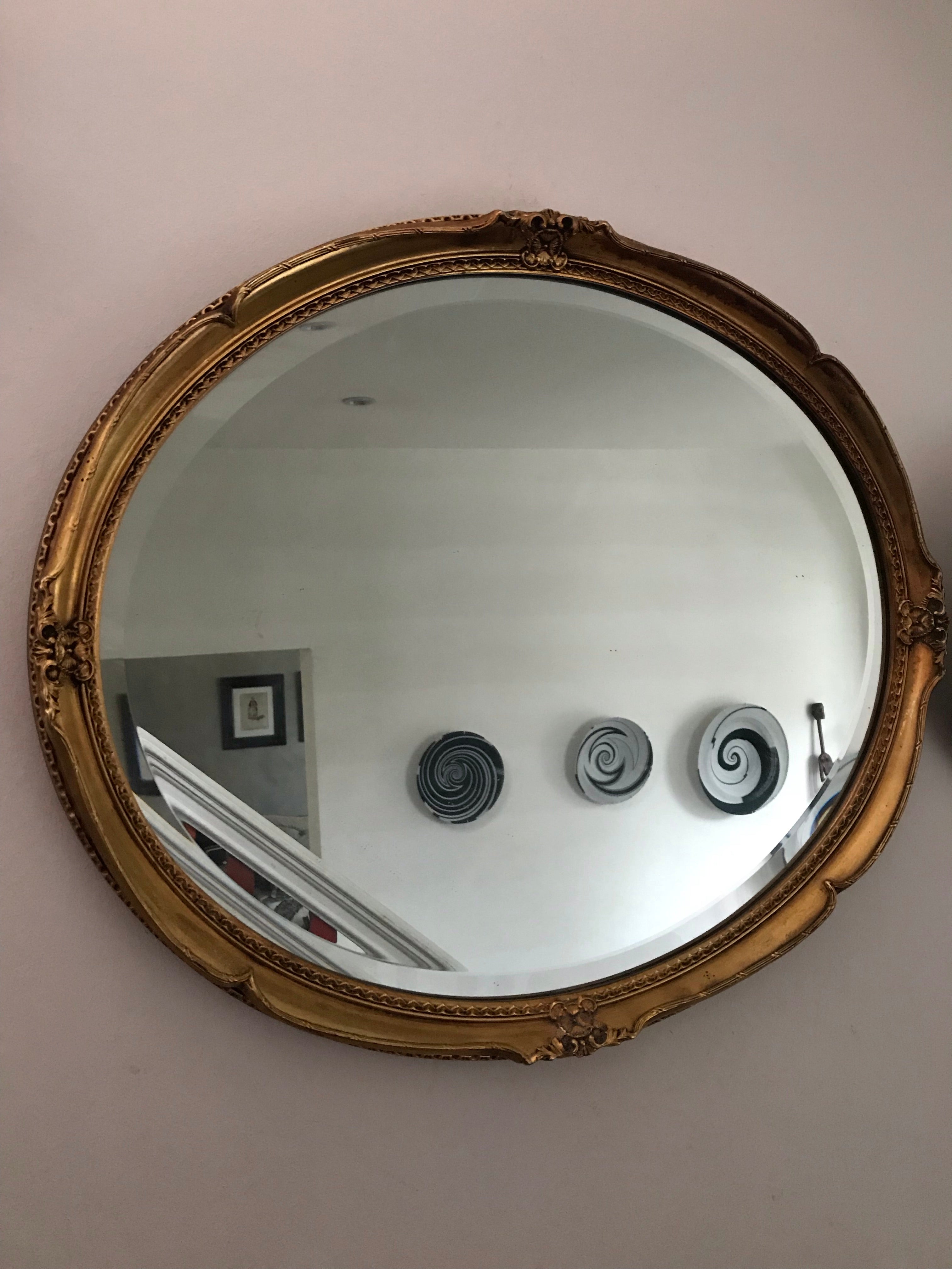 Large Gold Vintage Mirror (hangs portrait or landscape)