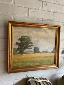 Hampshire Landscape: Small Signed Oil on Board