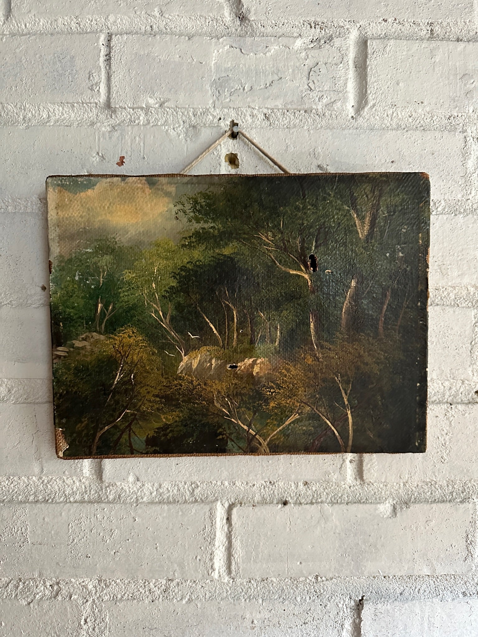 19th Century Landscape: Unframed Oil on Canvas