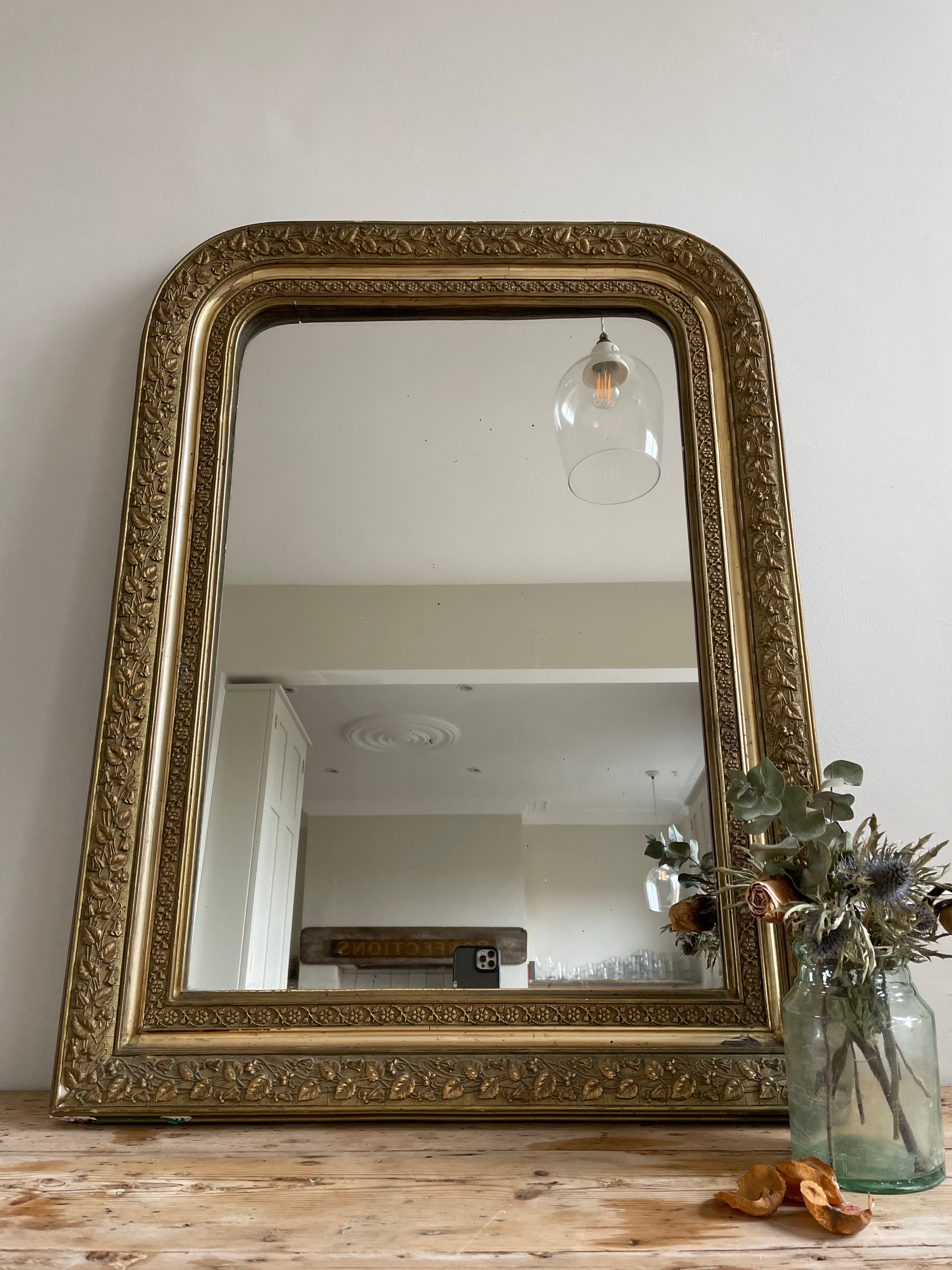 Large Antique French Gilt Mirror