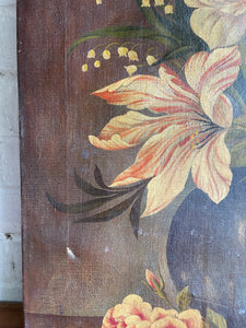 Muted Hues Floral: Antique Oil on Canvas