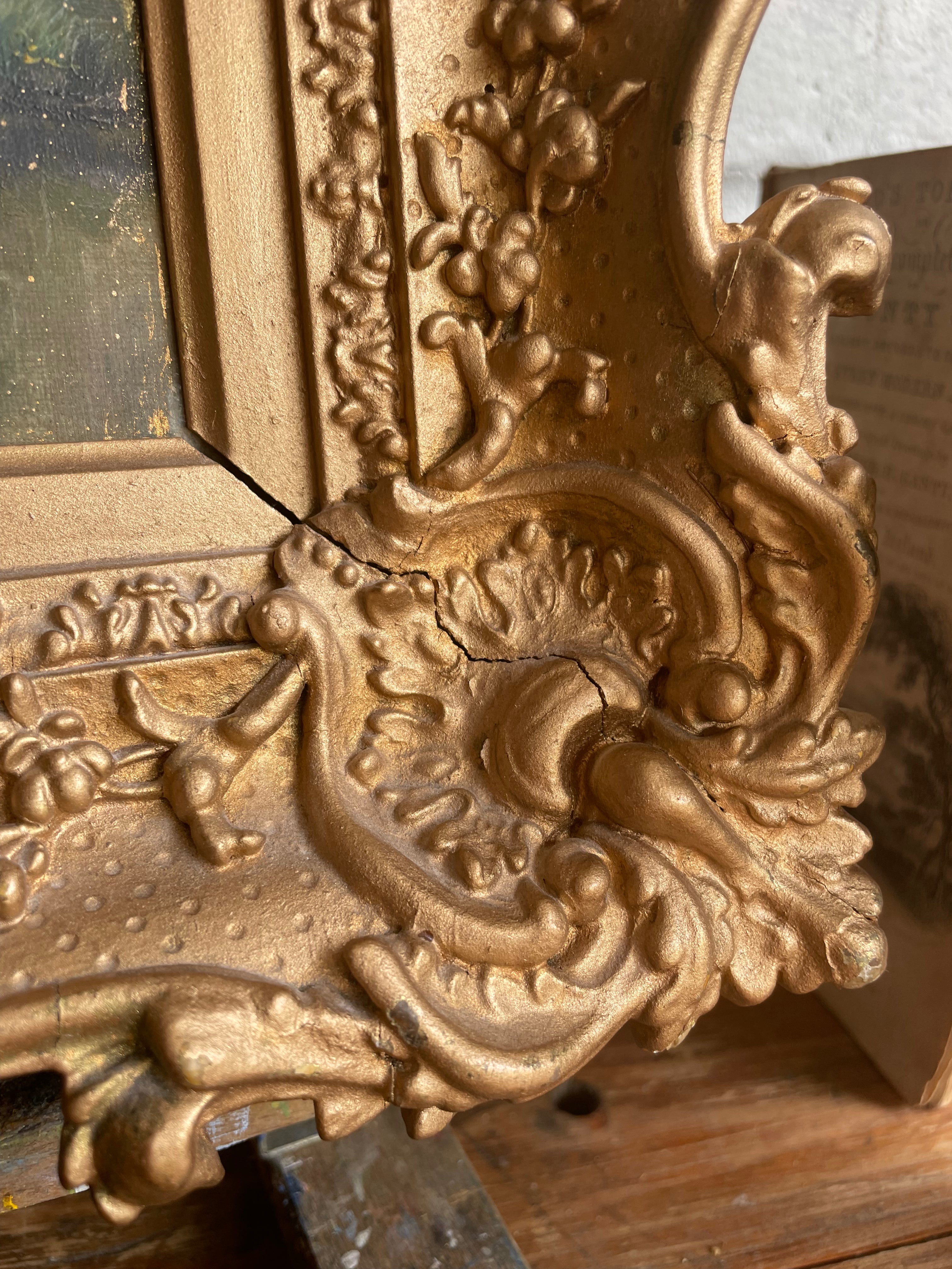 Antique Treescape: Oil on Canvas with Gilt Frame