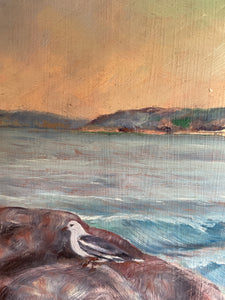 Atmospheric Sea Scape Painting: Large Oil on Board