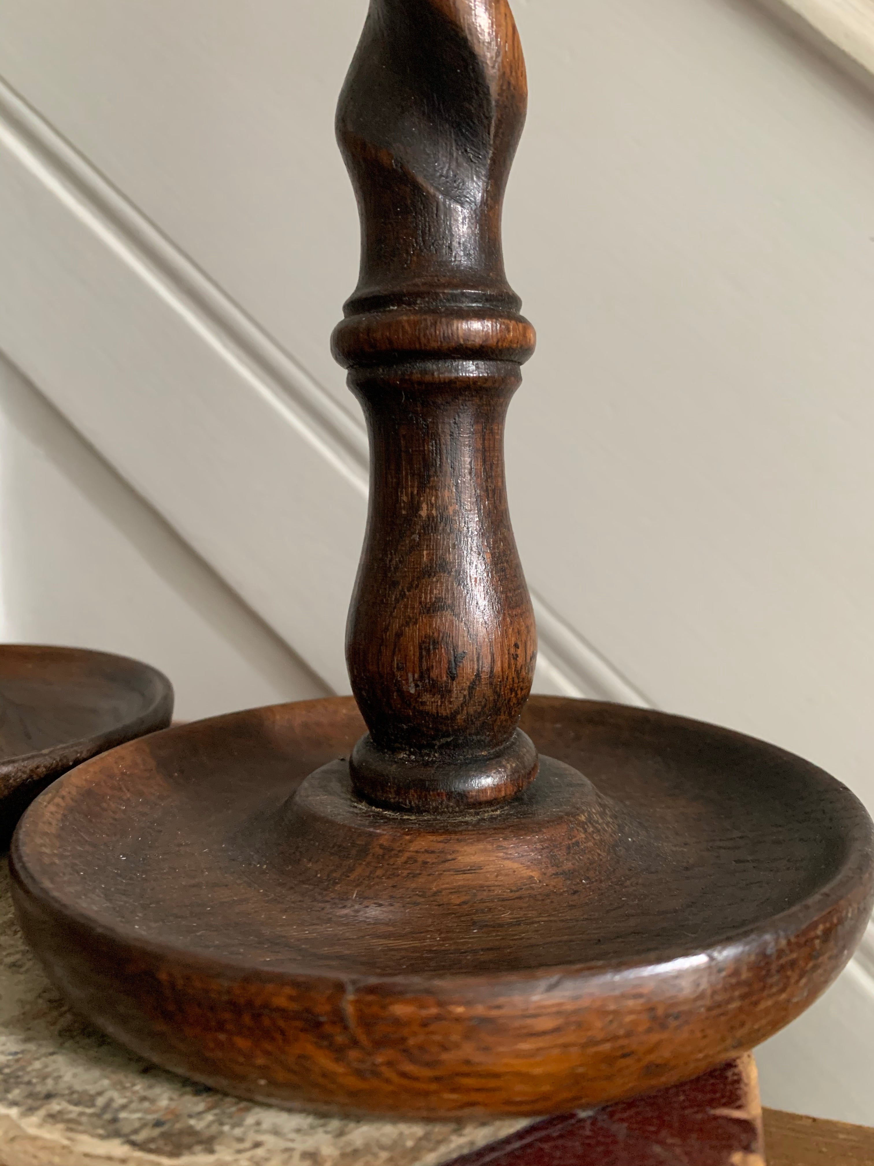 Antique “Barley Twist” Wooden Candlesticks