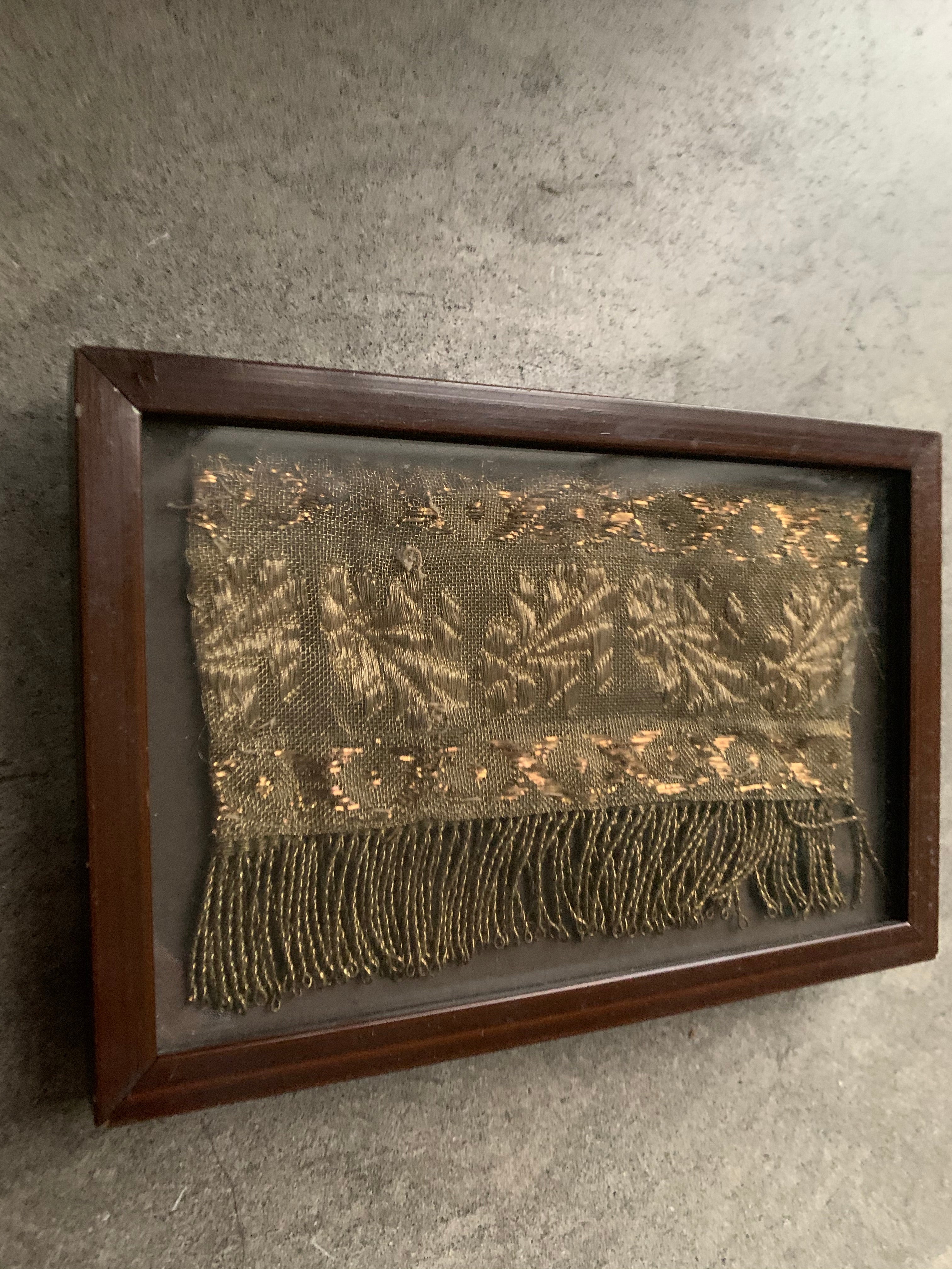 Framed 18th Century Gold Lace Fragment