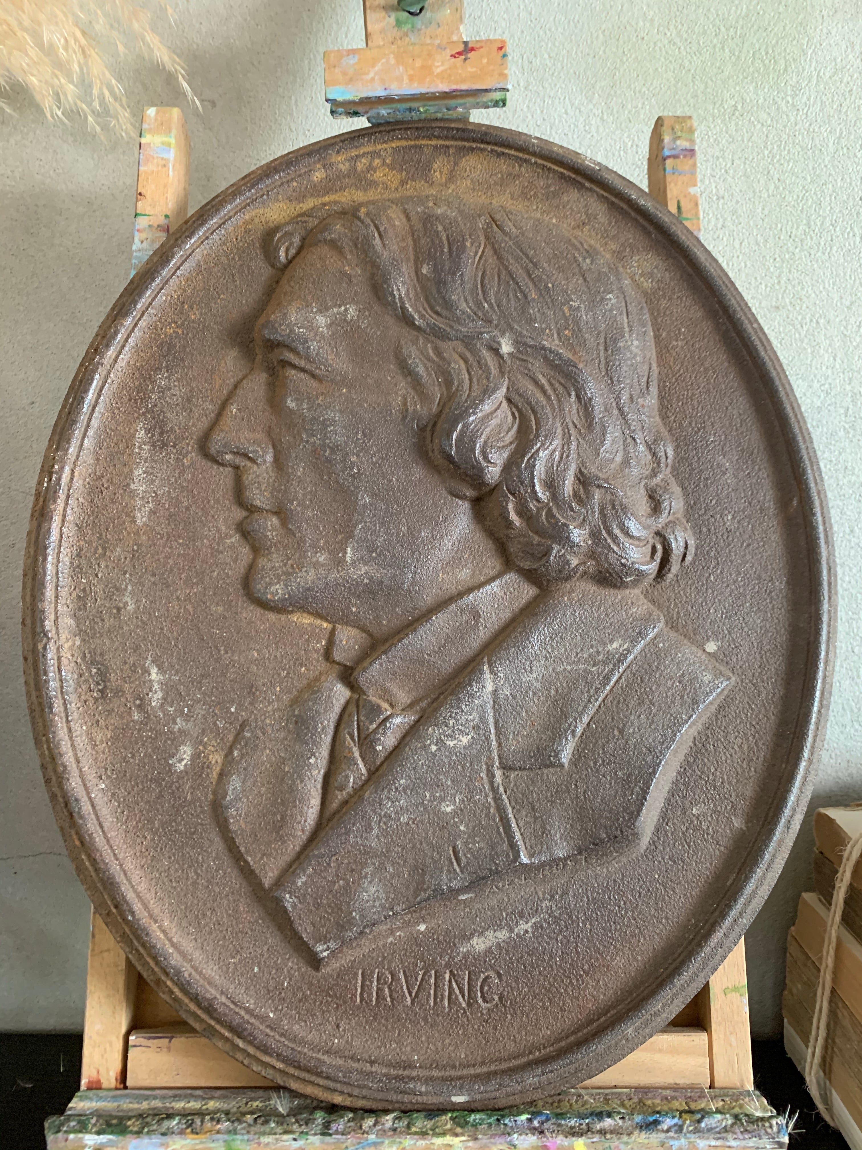 Victorian Cast Iron Plaque of Sir Henry Irving