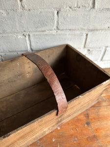 Wooden Trug with Leather Handle