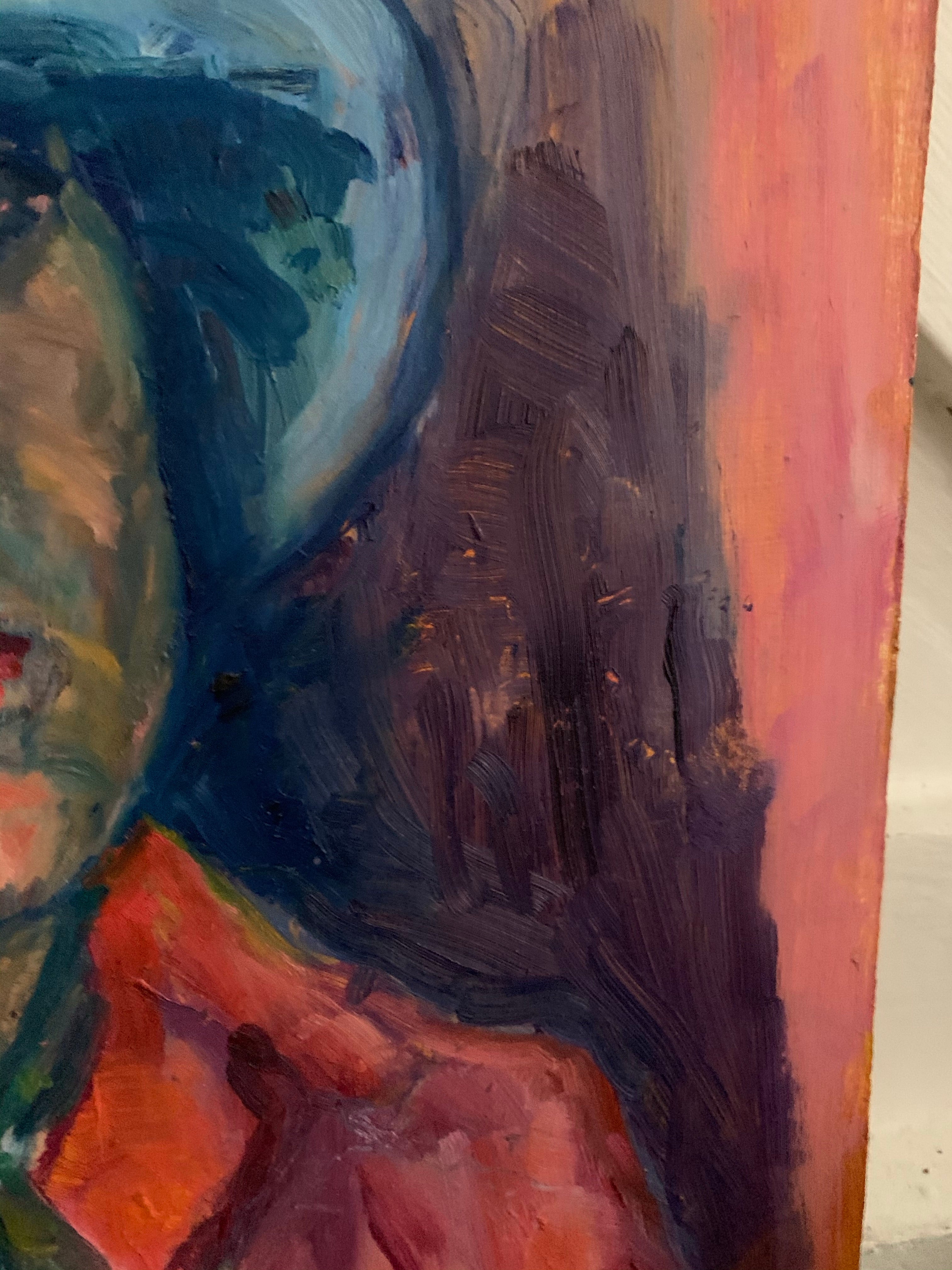 Portrait of a Lady with a Hat- Small Oil Painting on Board