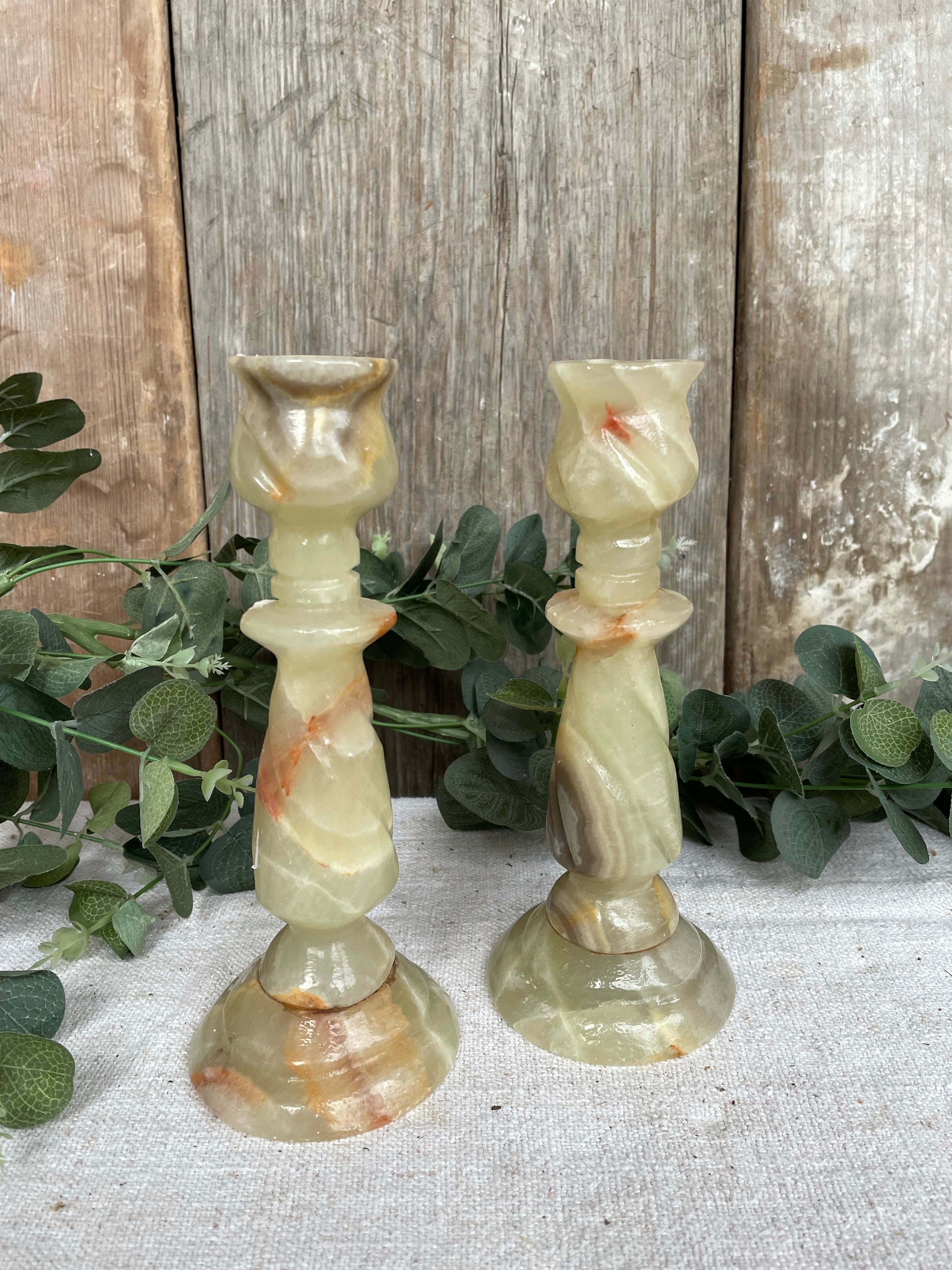 Pair of Alabaster Candlesticks