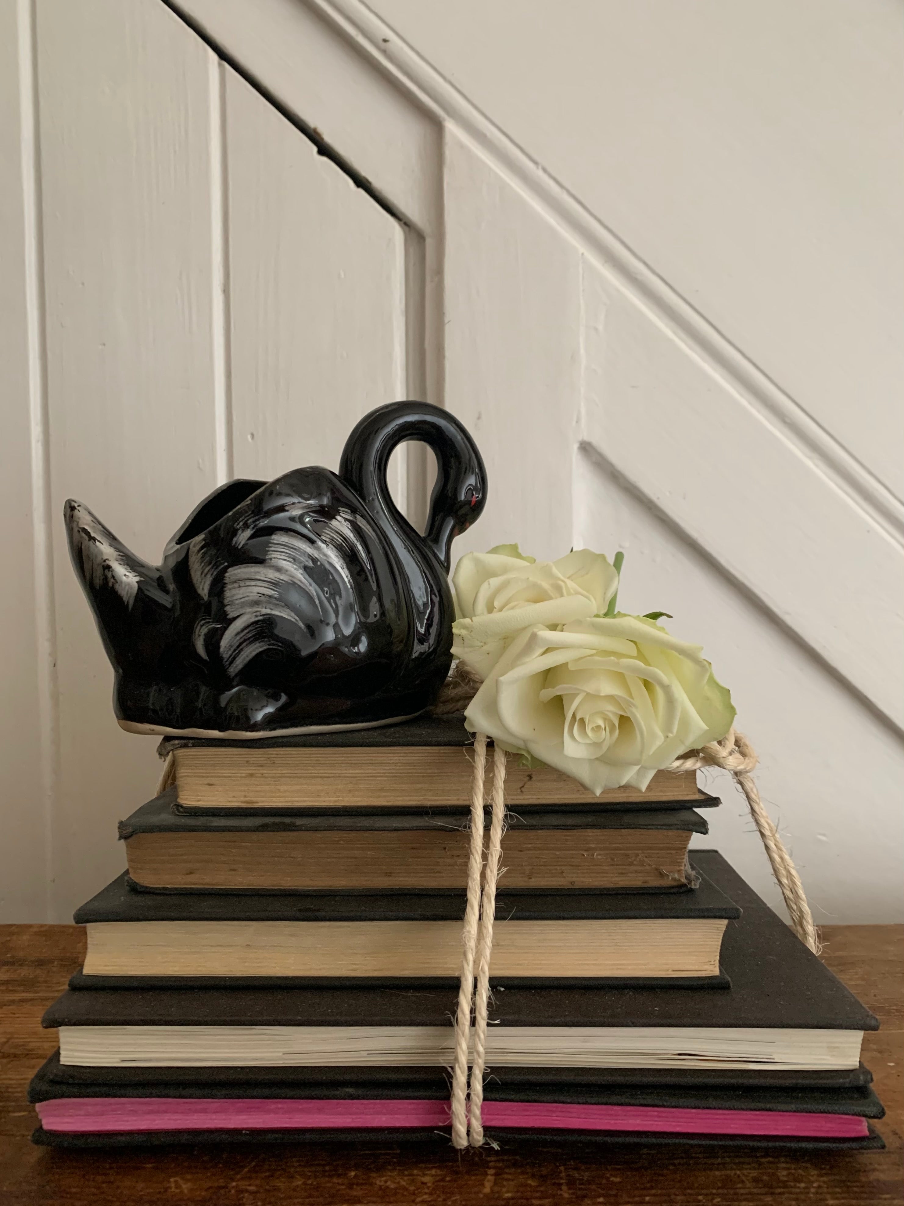 Small Black Ceramic Swan 2