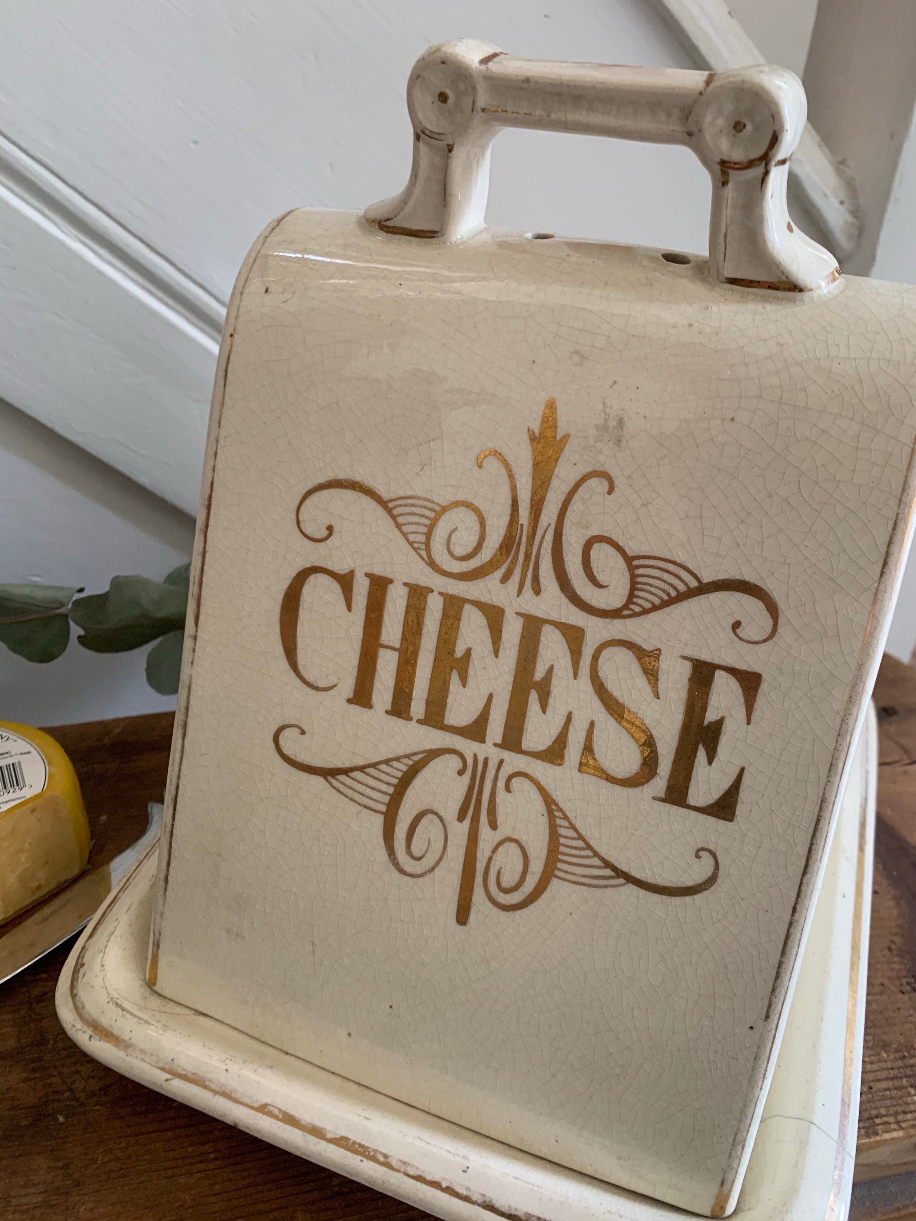 Antique Ceramic Cheese Dish with lid