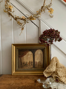 Little Antique Oil of a Ballroom with Gilt Frame