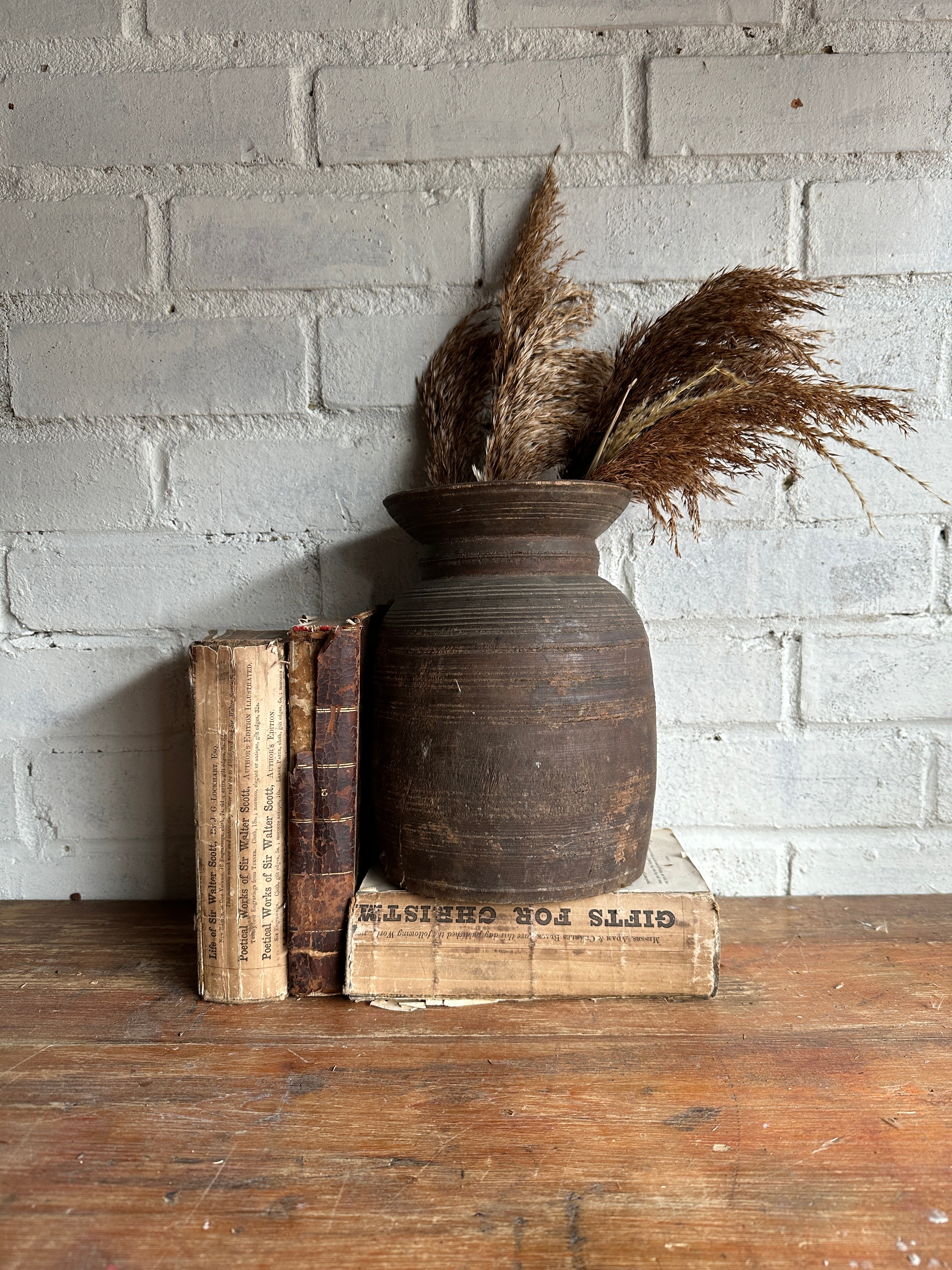 19th Century Tibetan Carved Wooden Curd Pot