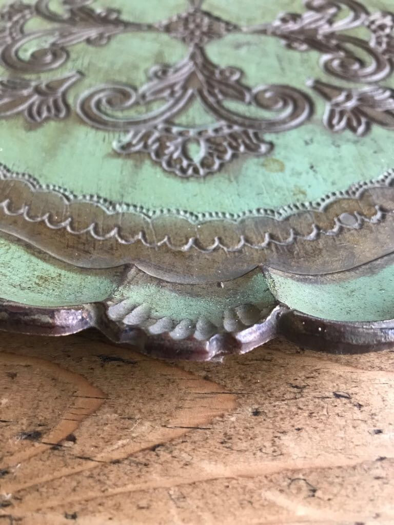Mint Green Florentine Gilt Tray