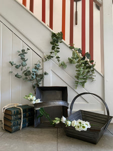 Small Rustic Metal Trug with Adjustable Handle