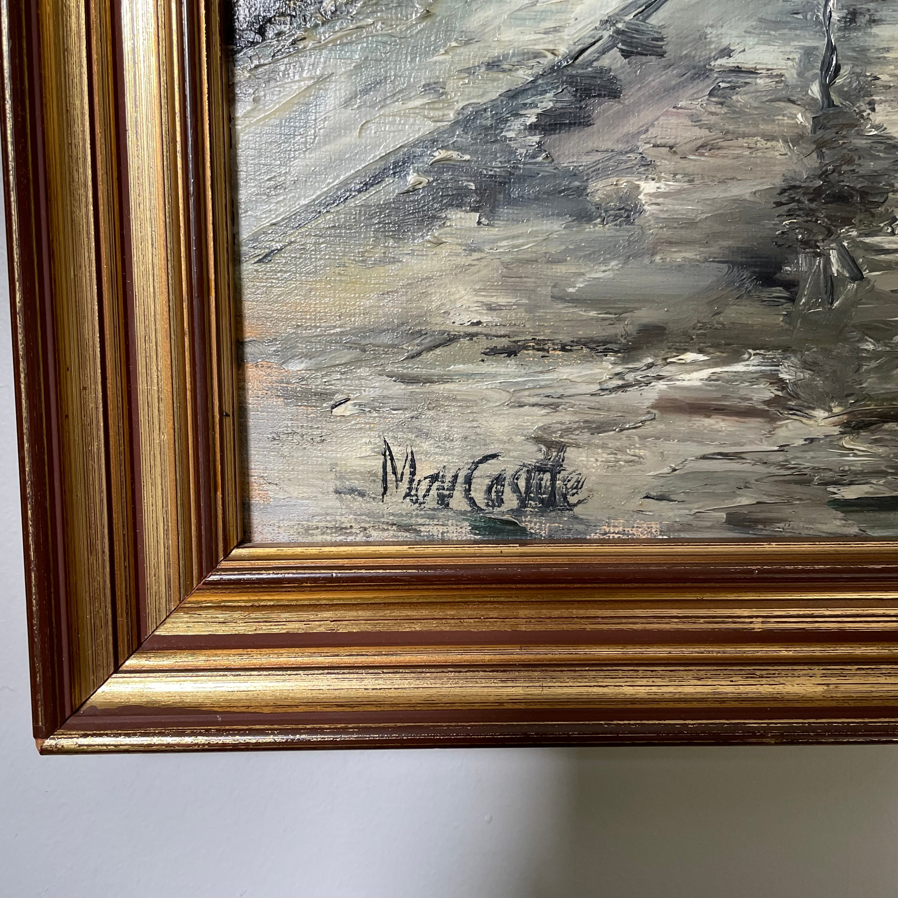 Midcentury Monochrome Oil on Board