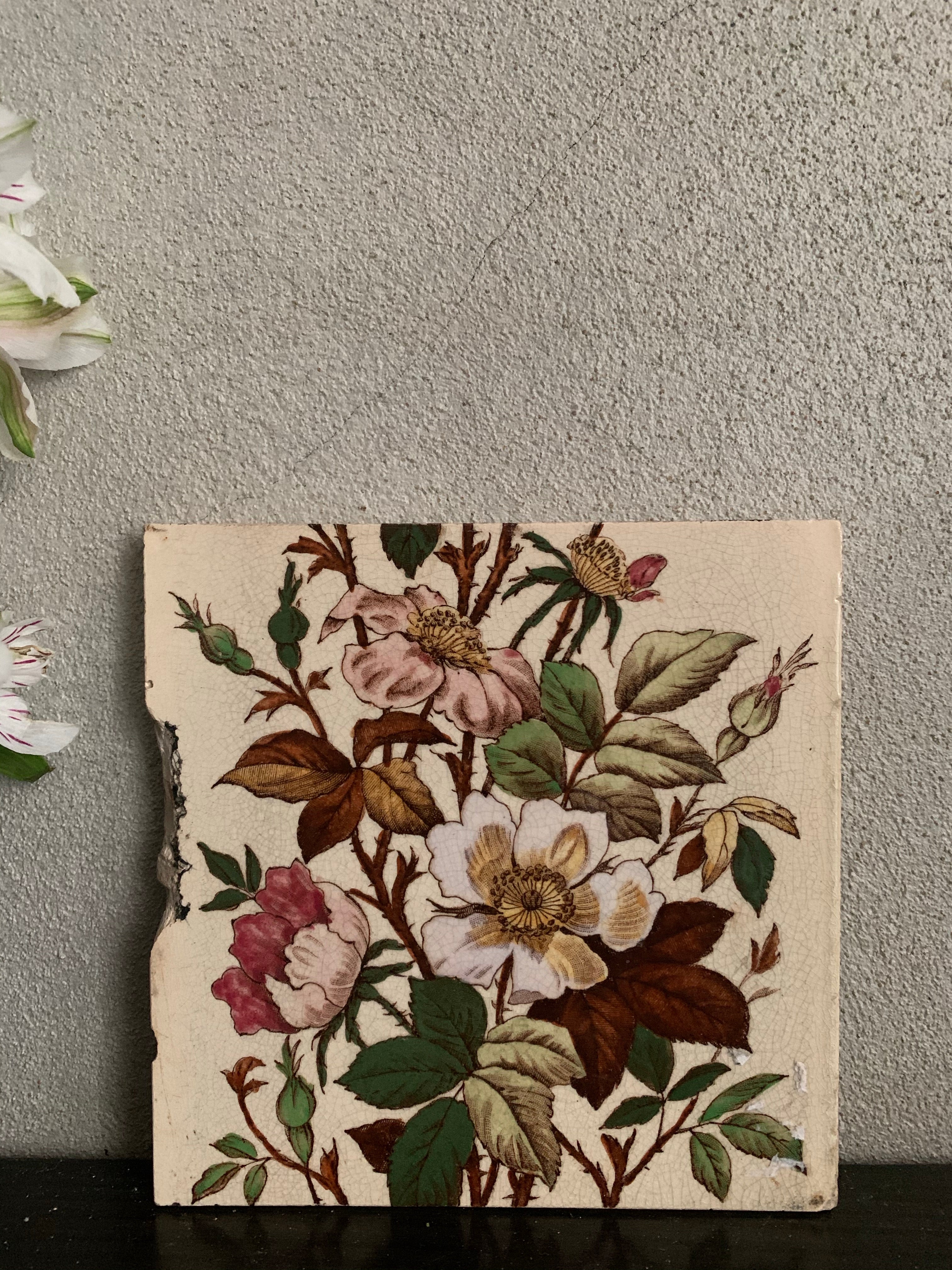 Antique Victorian Pottery Tile 2