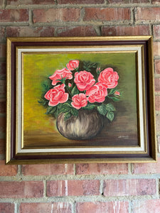 Roses in a Vase: French Floral Signed and Dated