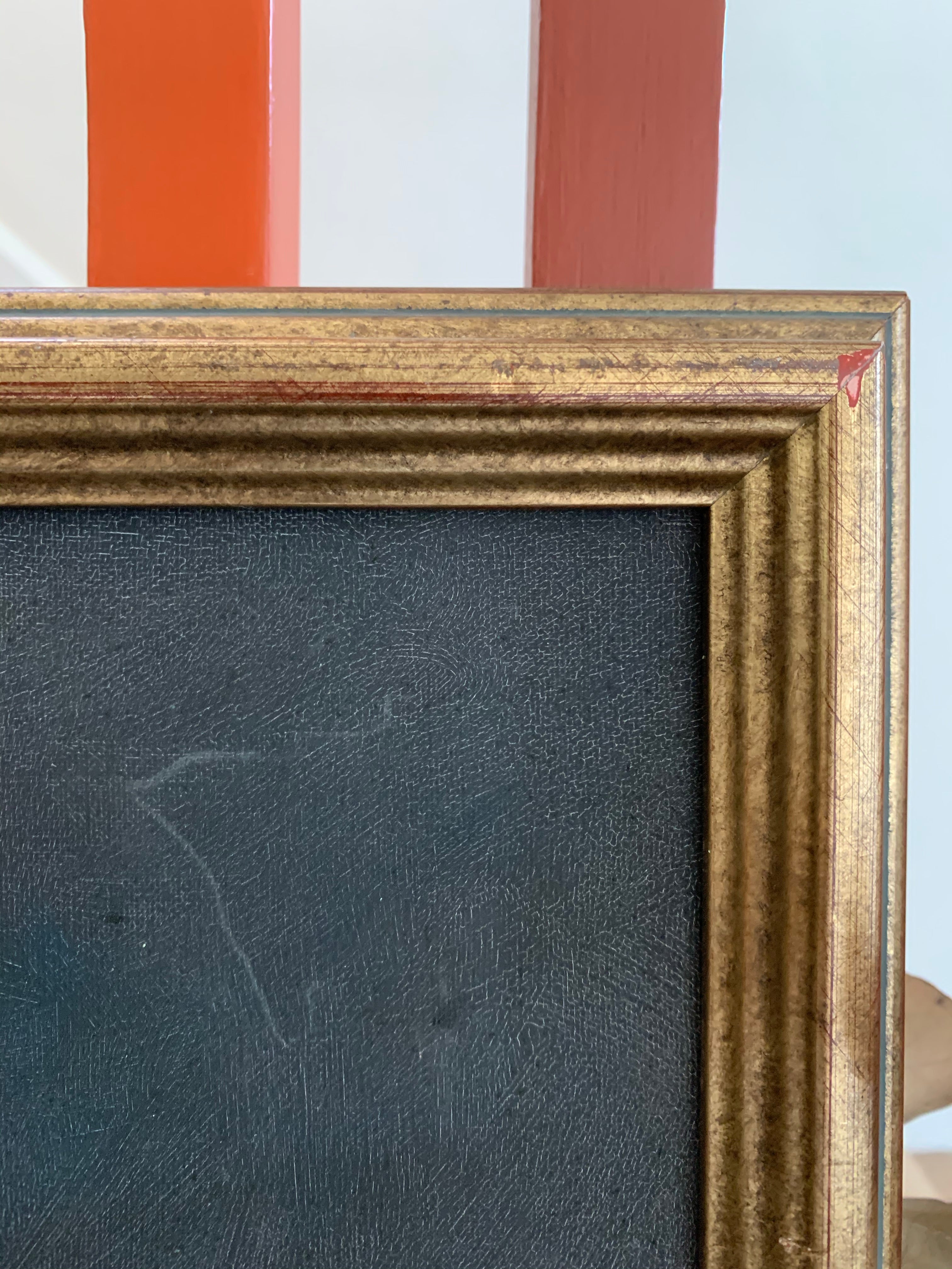 Still-Life with Leather Books: Large Framed Oil Painting