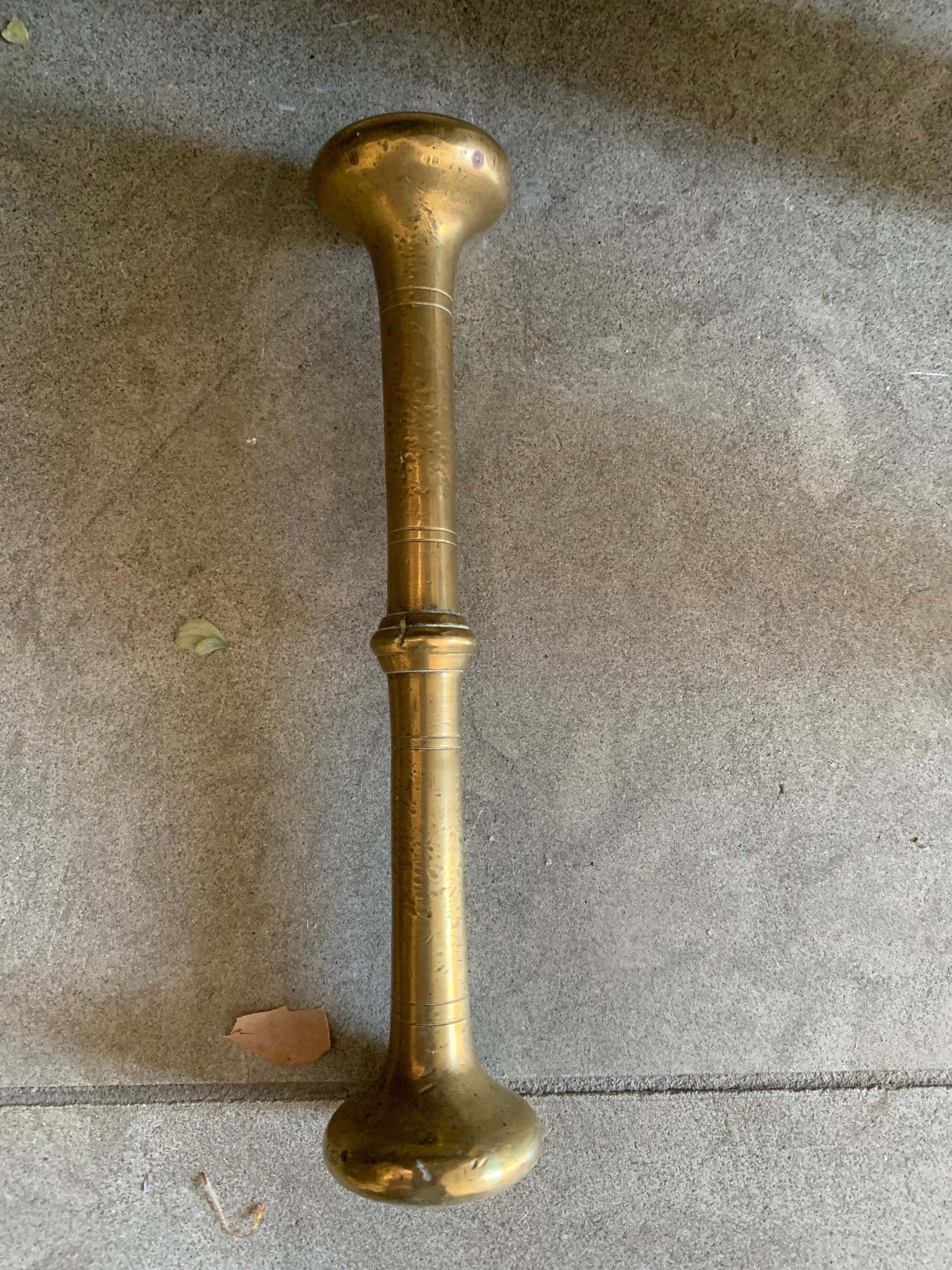 Large Antique Brass Pestle and Mortar