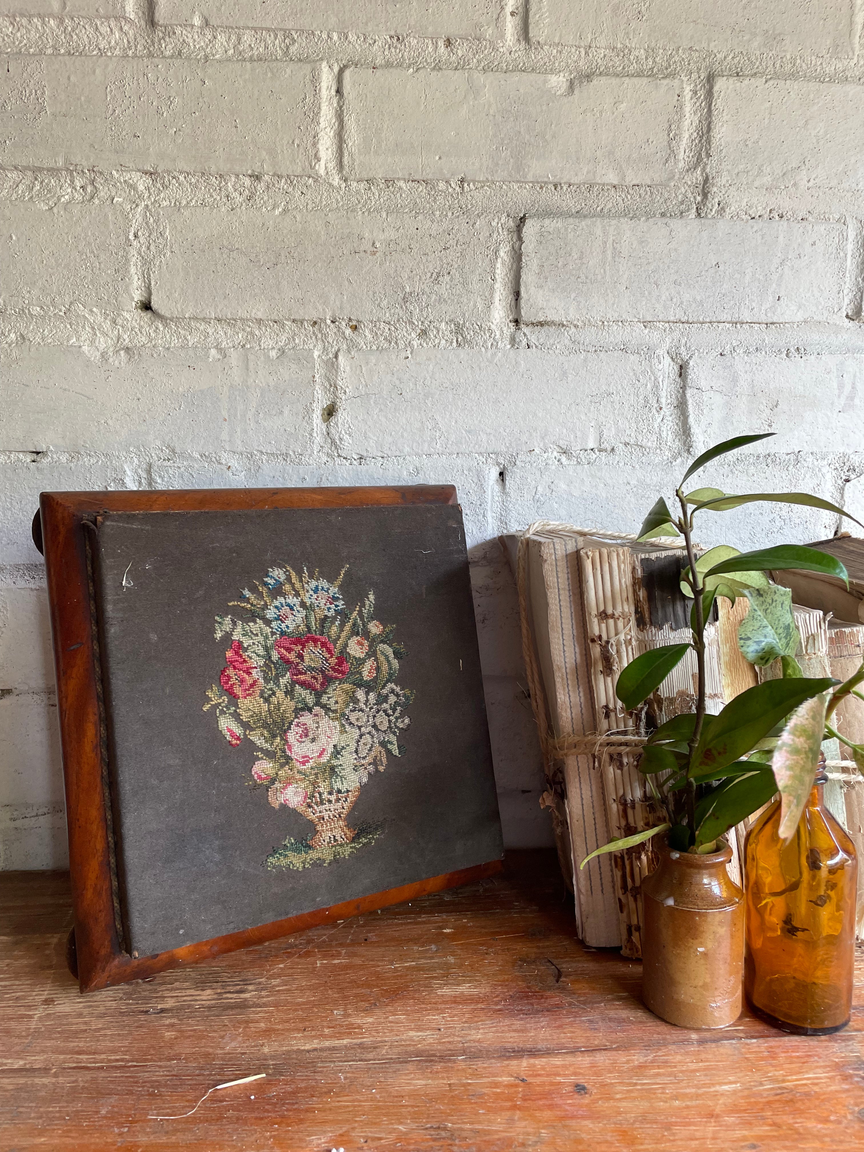 Embroidered Antique Foot Stool