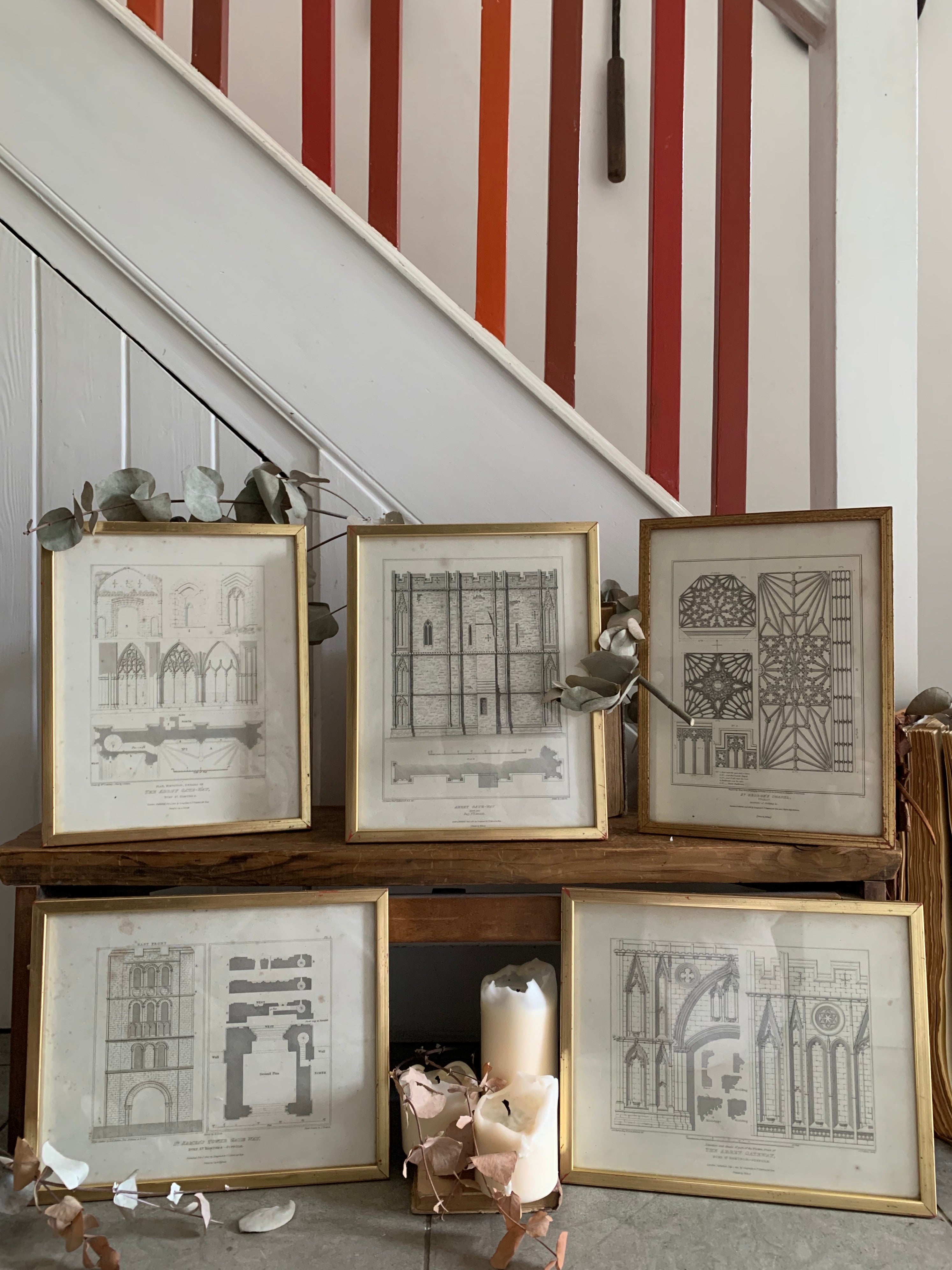 Collection of Five Antique Prints of Architectural & Ornamental Detail
