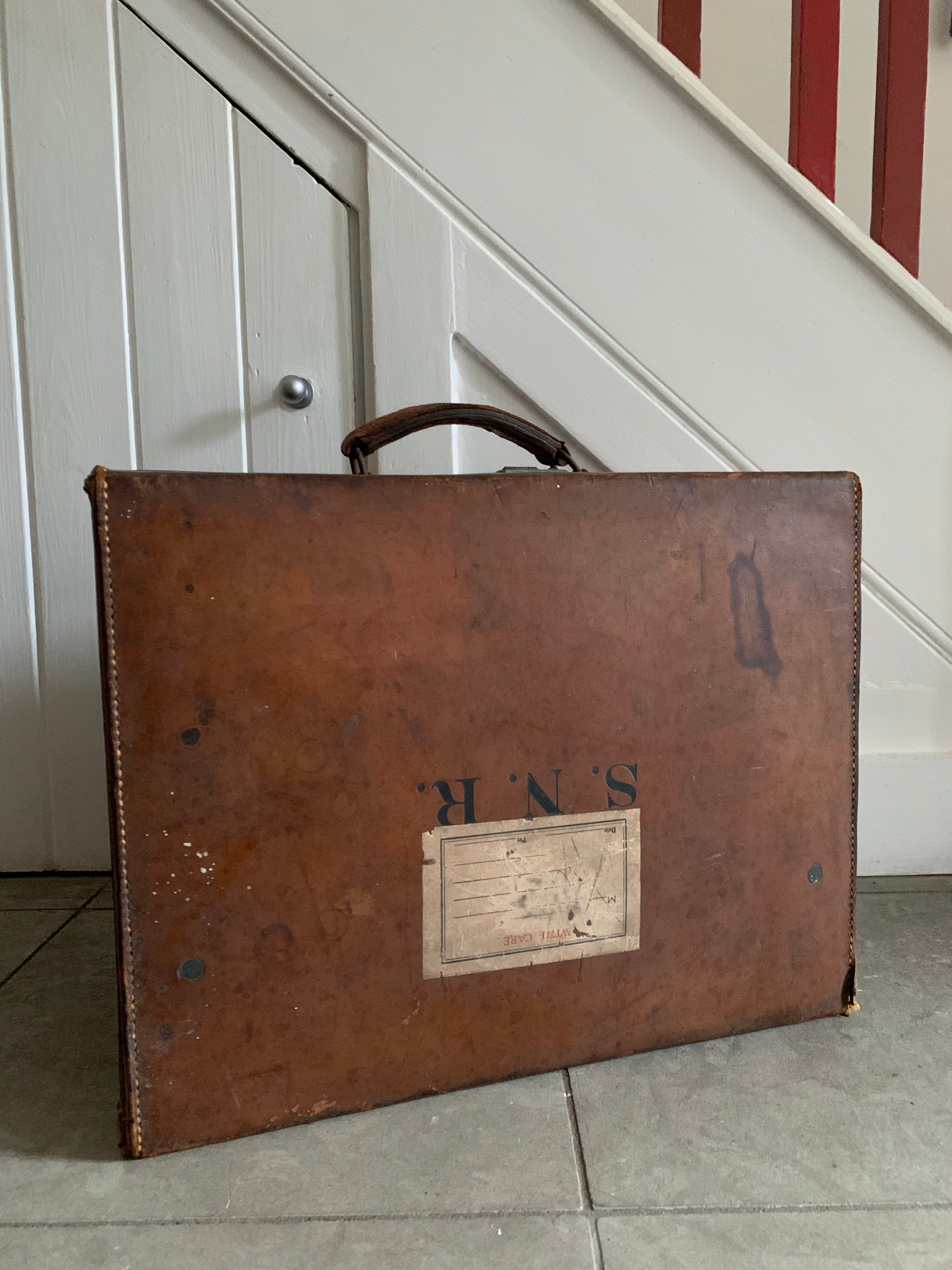 Beautiful 1930s Leather Steamer Trunk