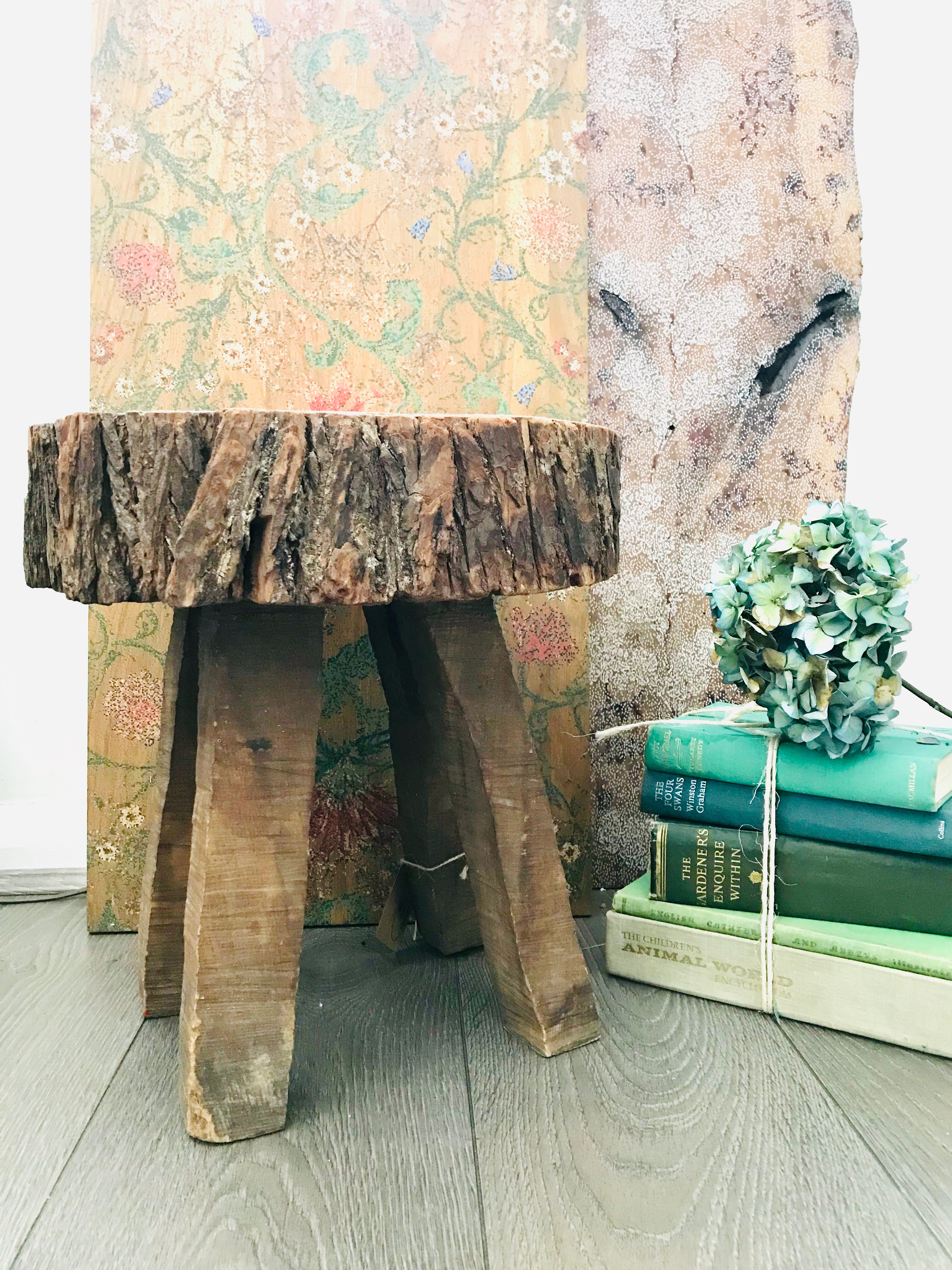 Rustic Stool/Sidetable carved from one piece of wood