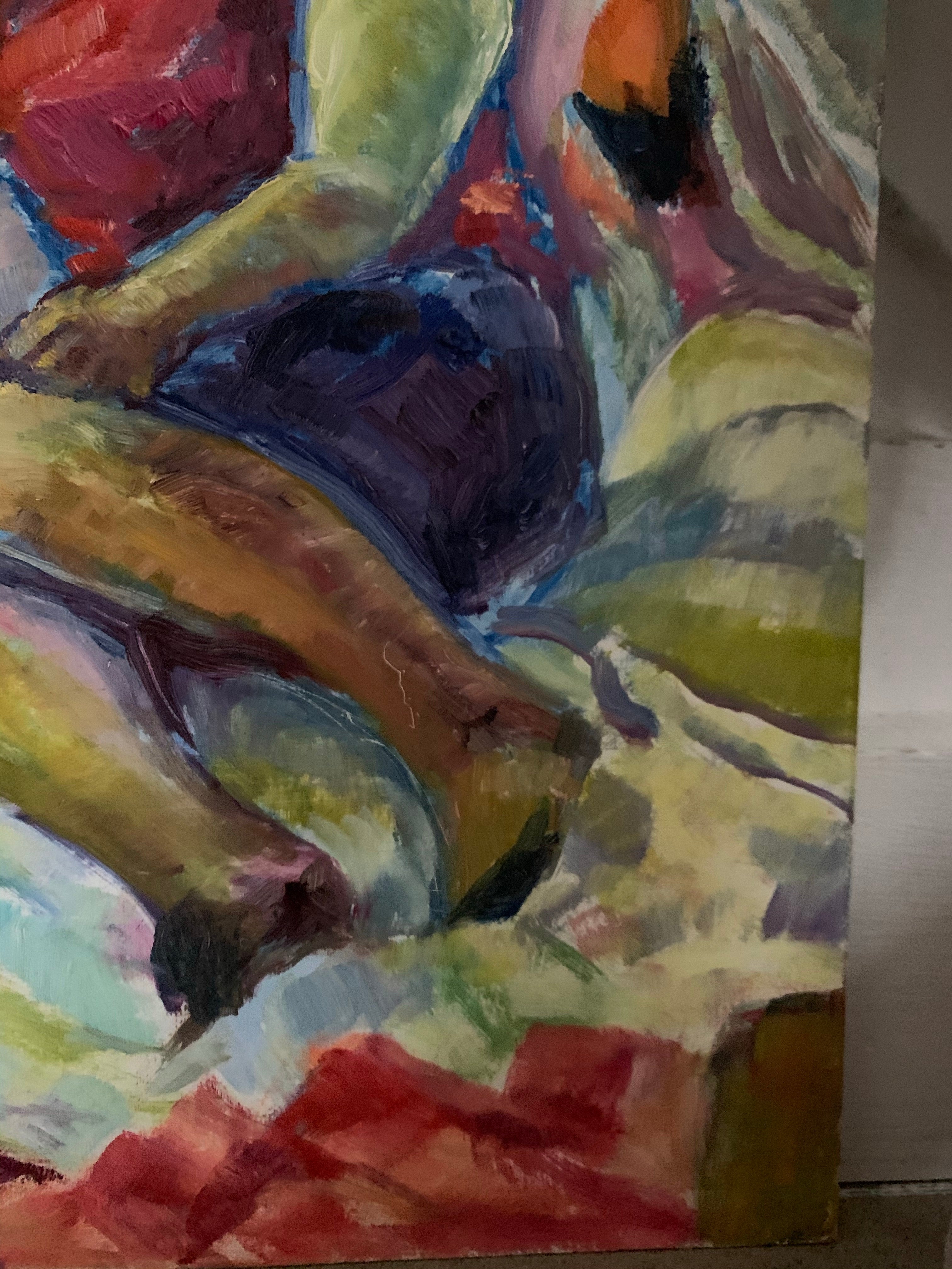 Portrait of a Lady On a Bed- Small Oil Painting on Board