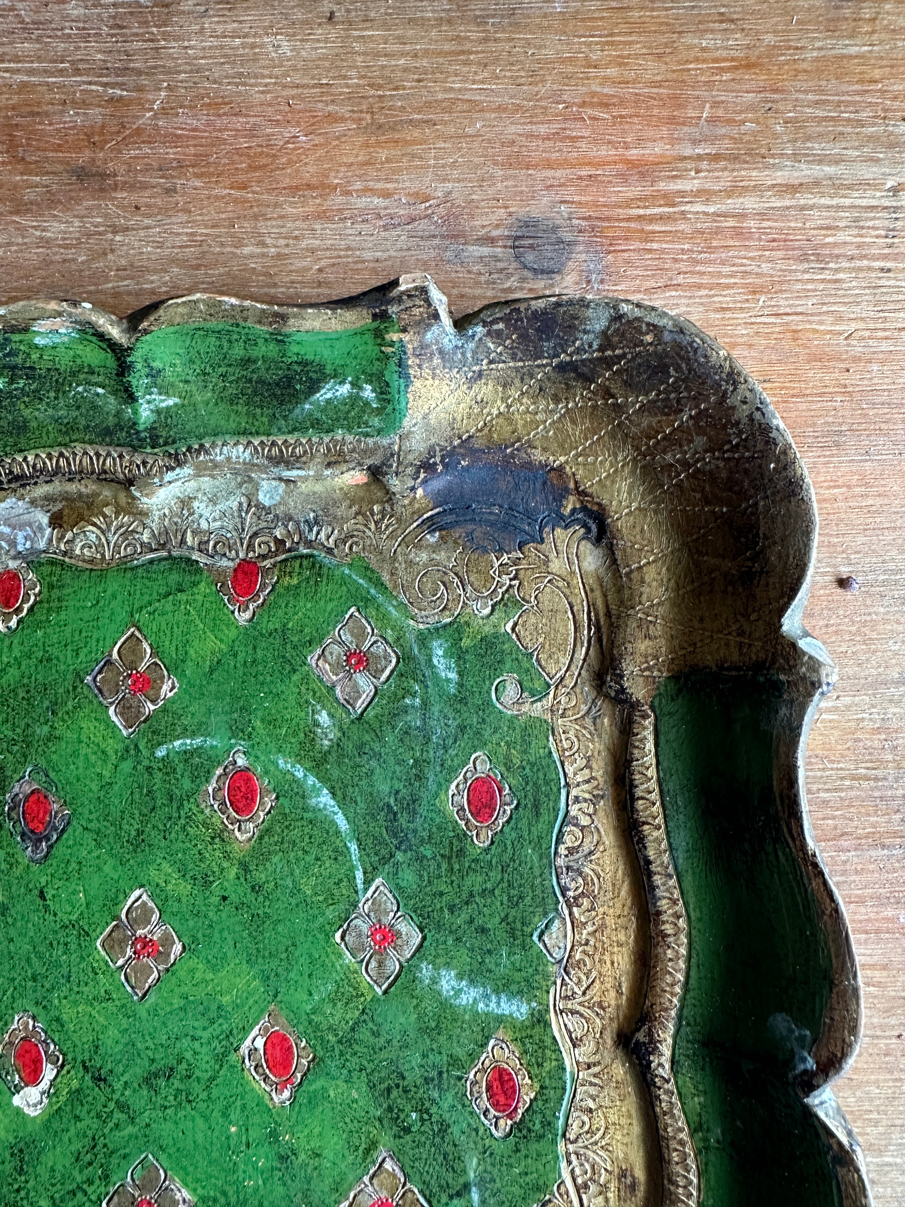 Small Green and Gold Florentine Tray