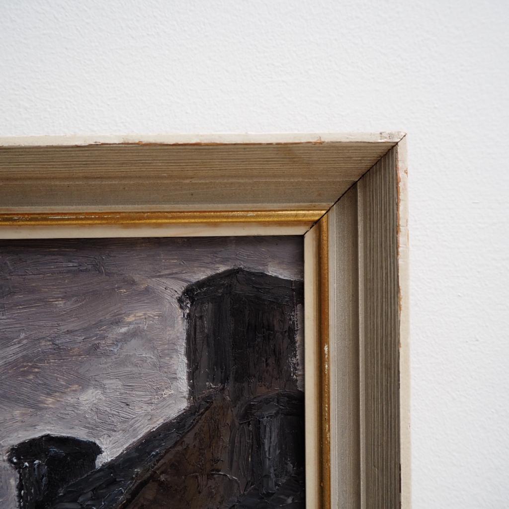 Moody Midcentury Oil: A town in greys and blues