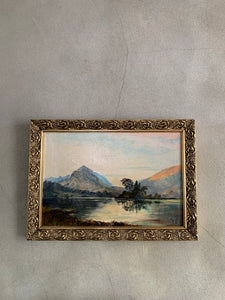 A Lake at Sunset:  Signed Oil on Canvas