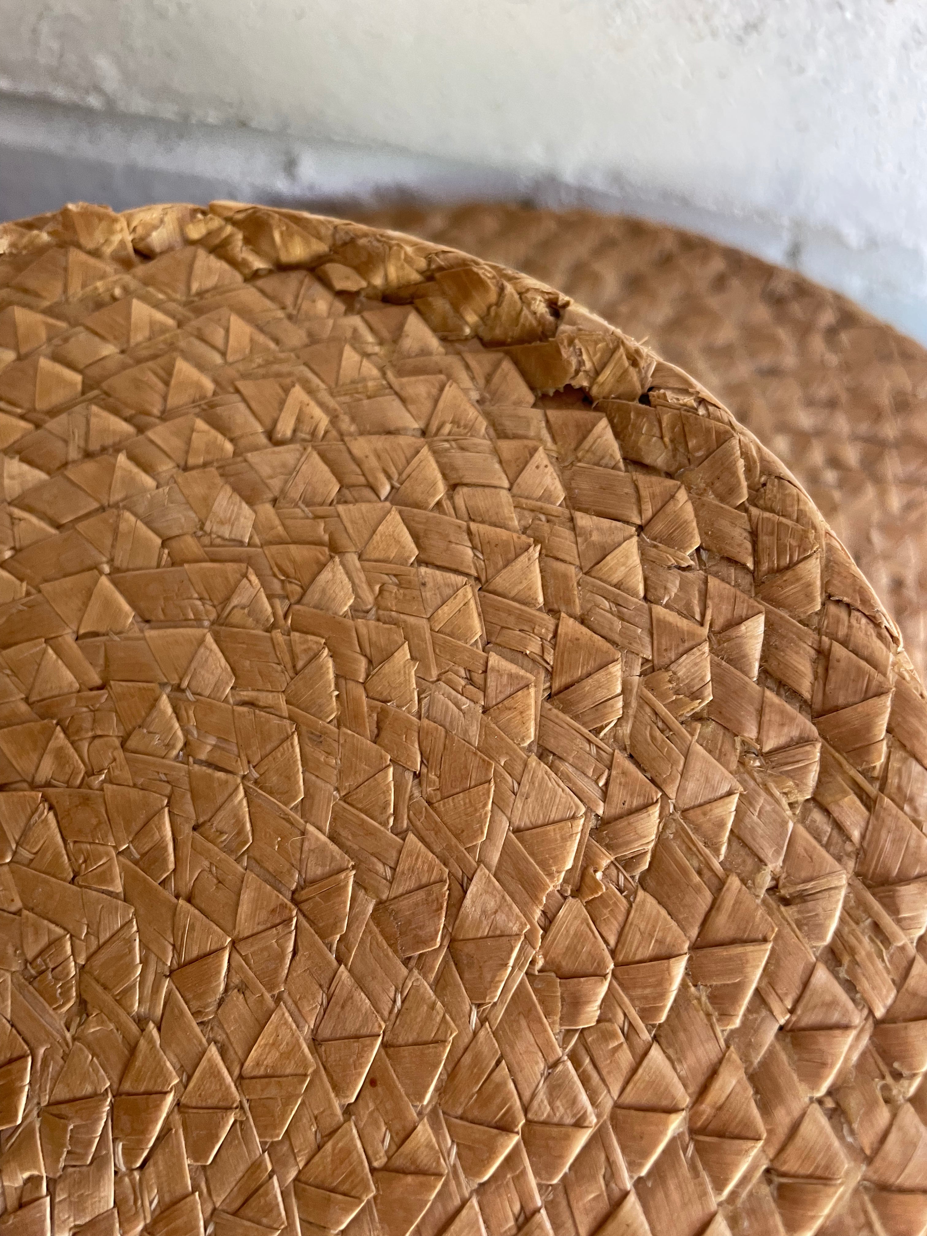 1930s Straw Boater Hat with Grosgrain Ribbon