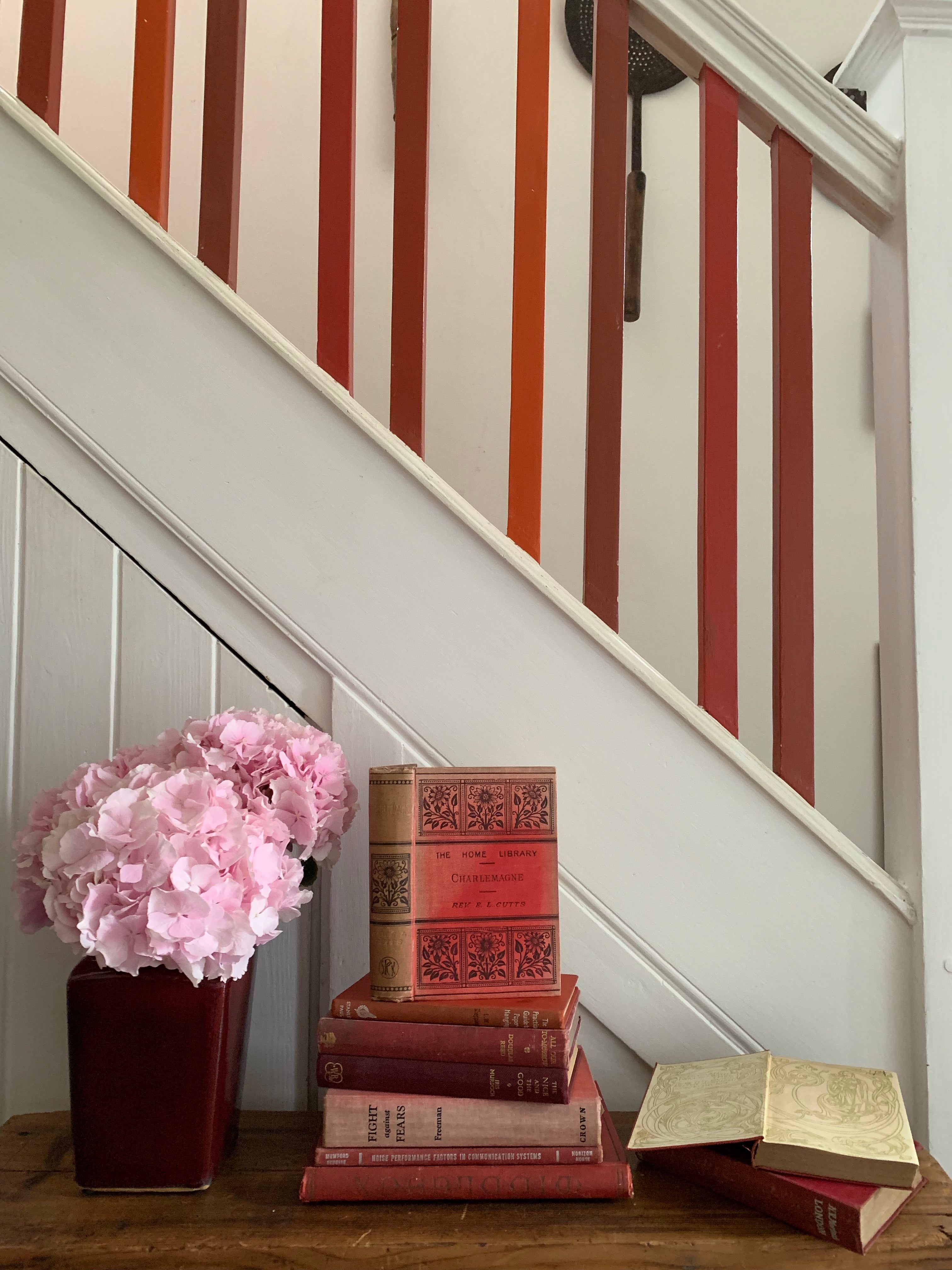Set of 9 vintage books with red covers