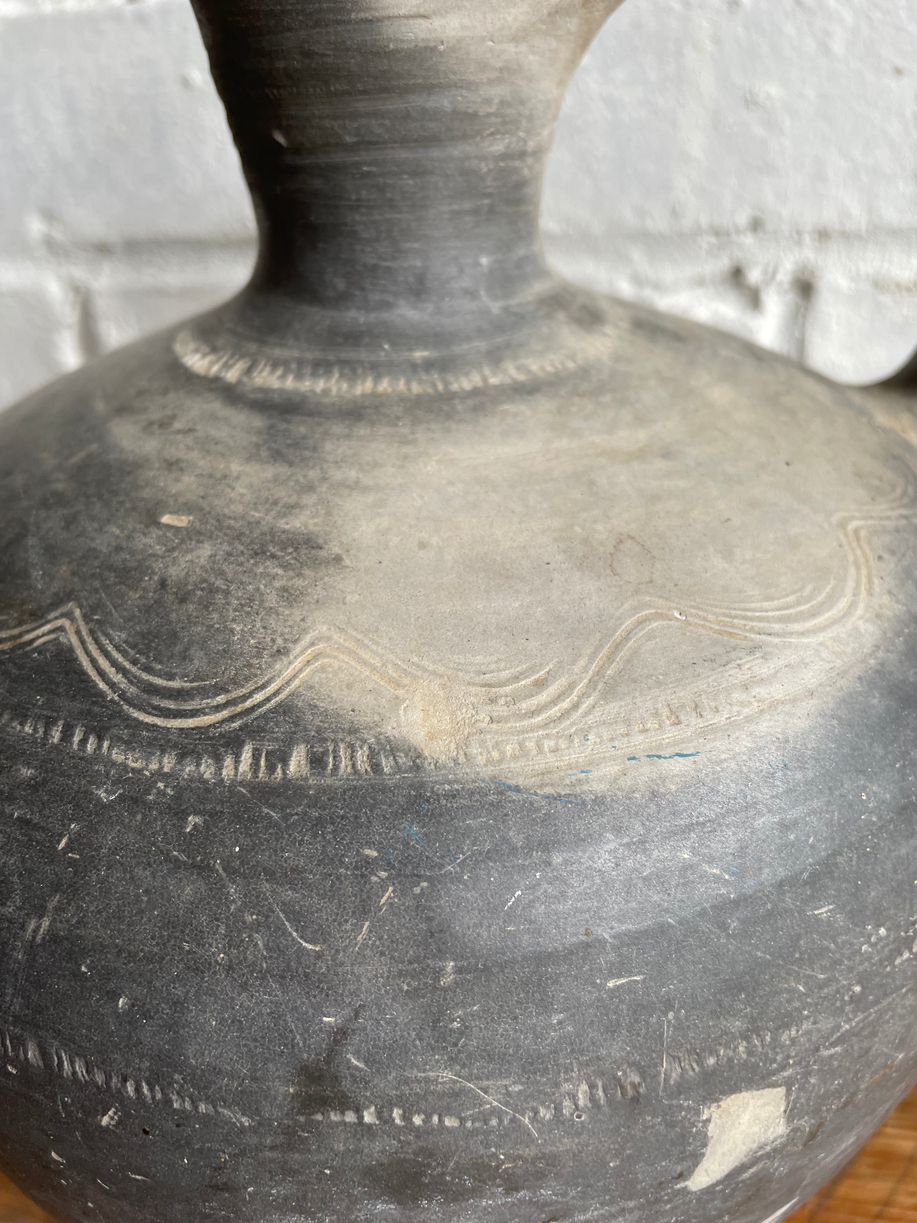 Matte Black Earthenware Vase