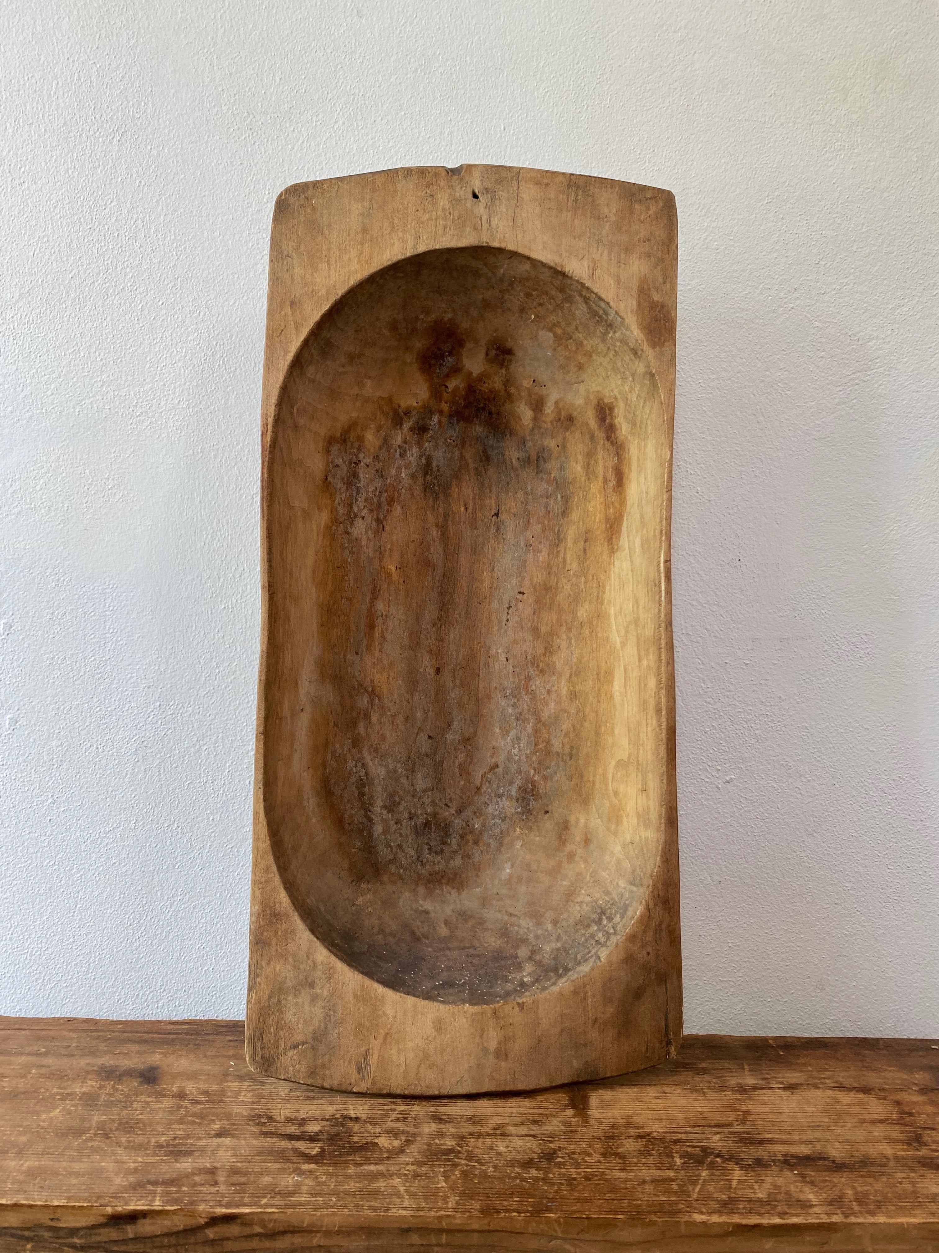 Large Rustic Wooden Dough Bowl