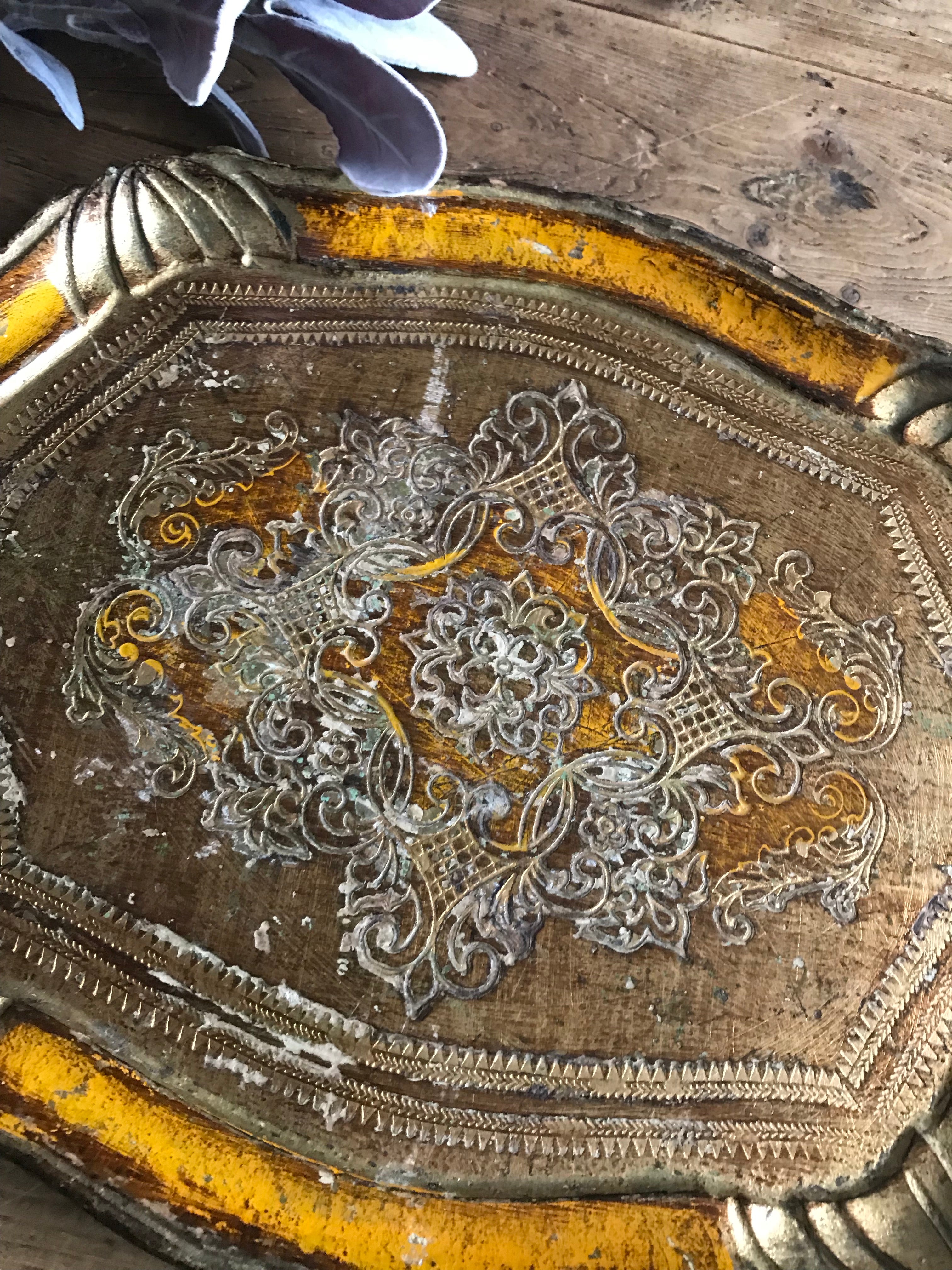 Yellow Florentine Gilt Tray