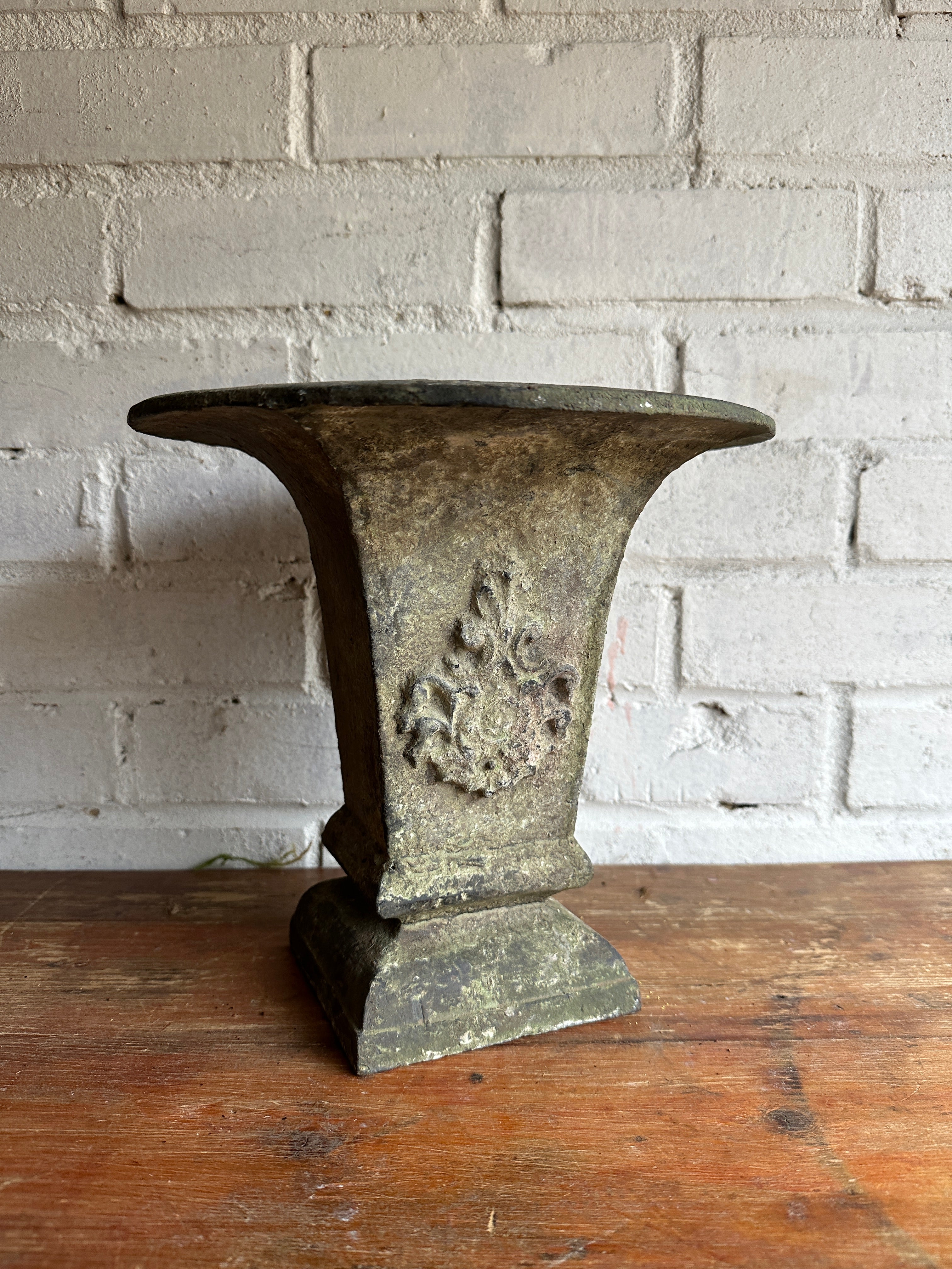 Iron Planter with Fleur de Lis Decoration
