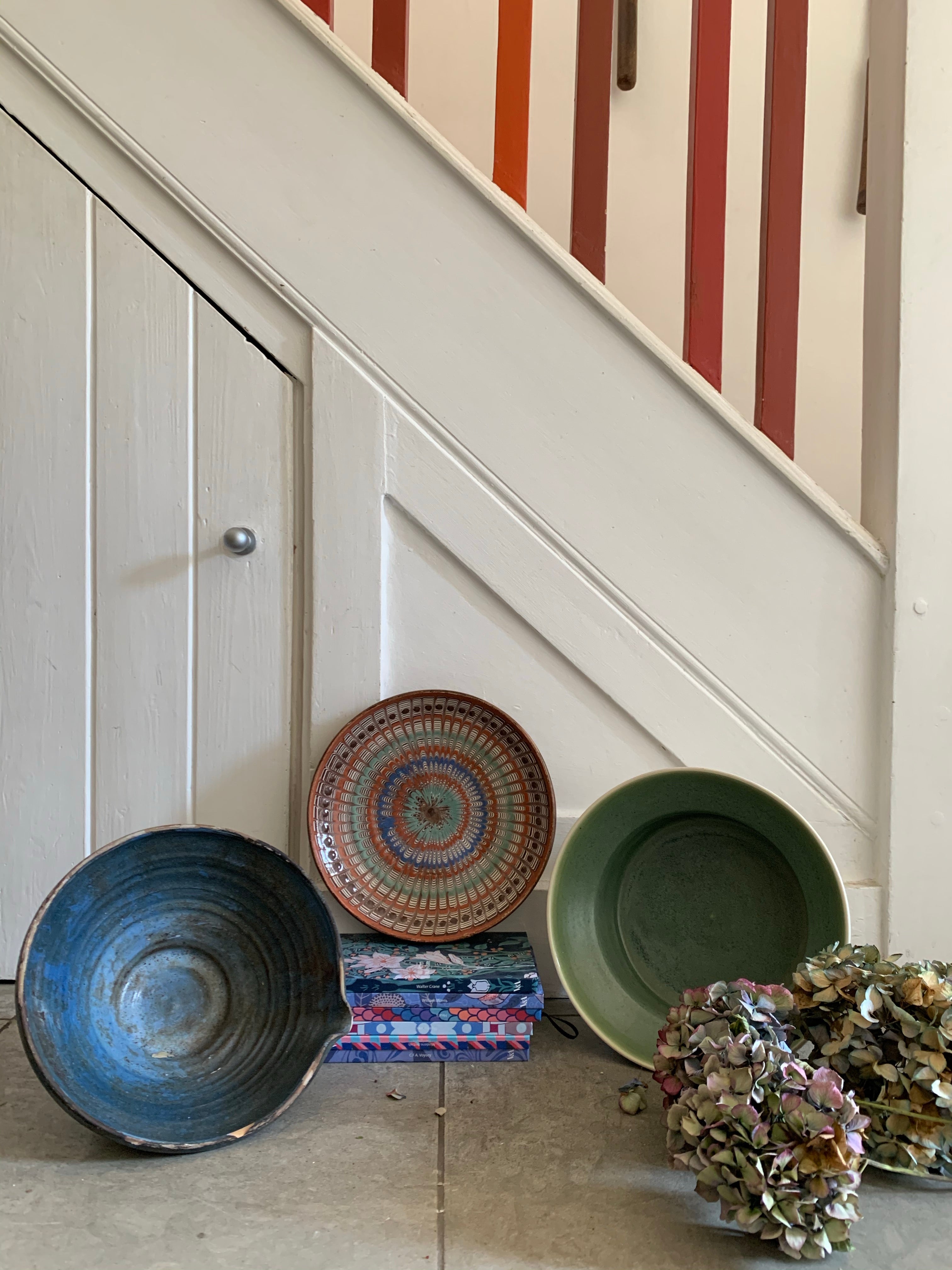 Decorative Patterned Plate in blues, terracotta and greens