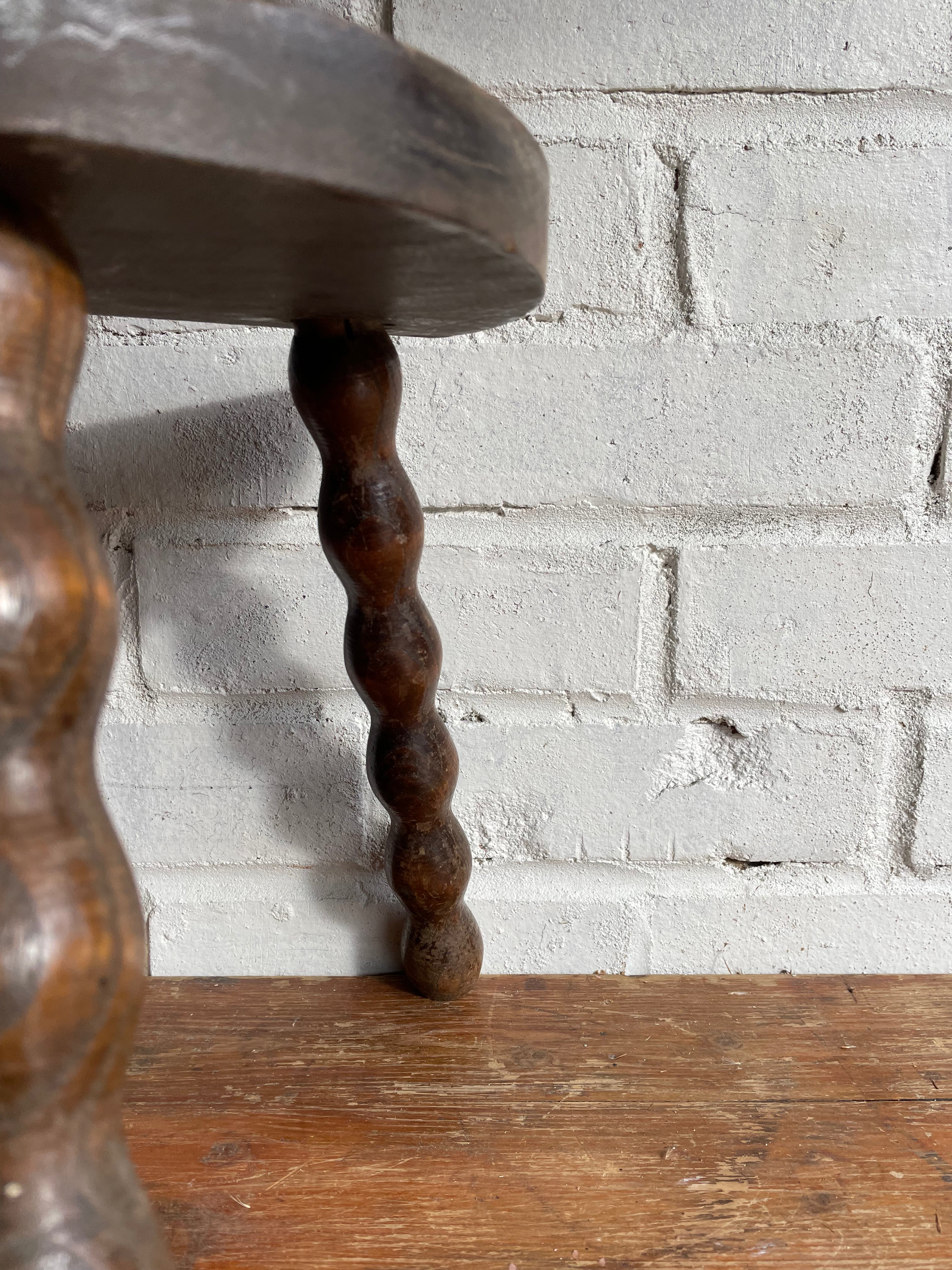Small French Half-Moon Shaped Milking Stool