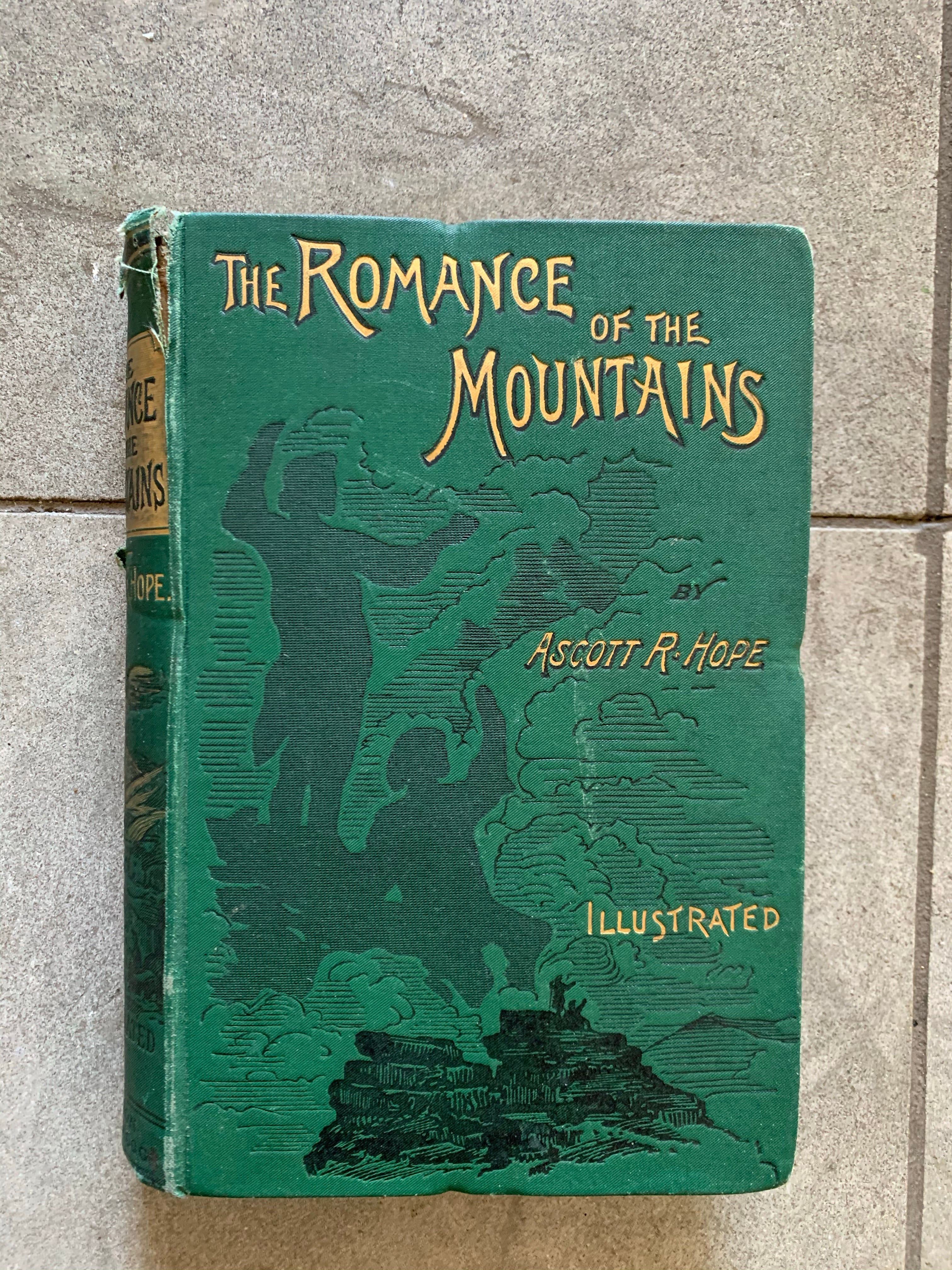 "The Romance of the Mountains" - Vintage Book in green tones
