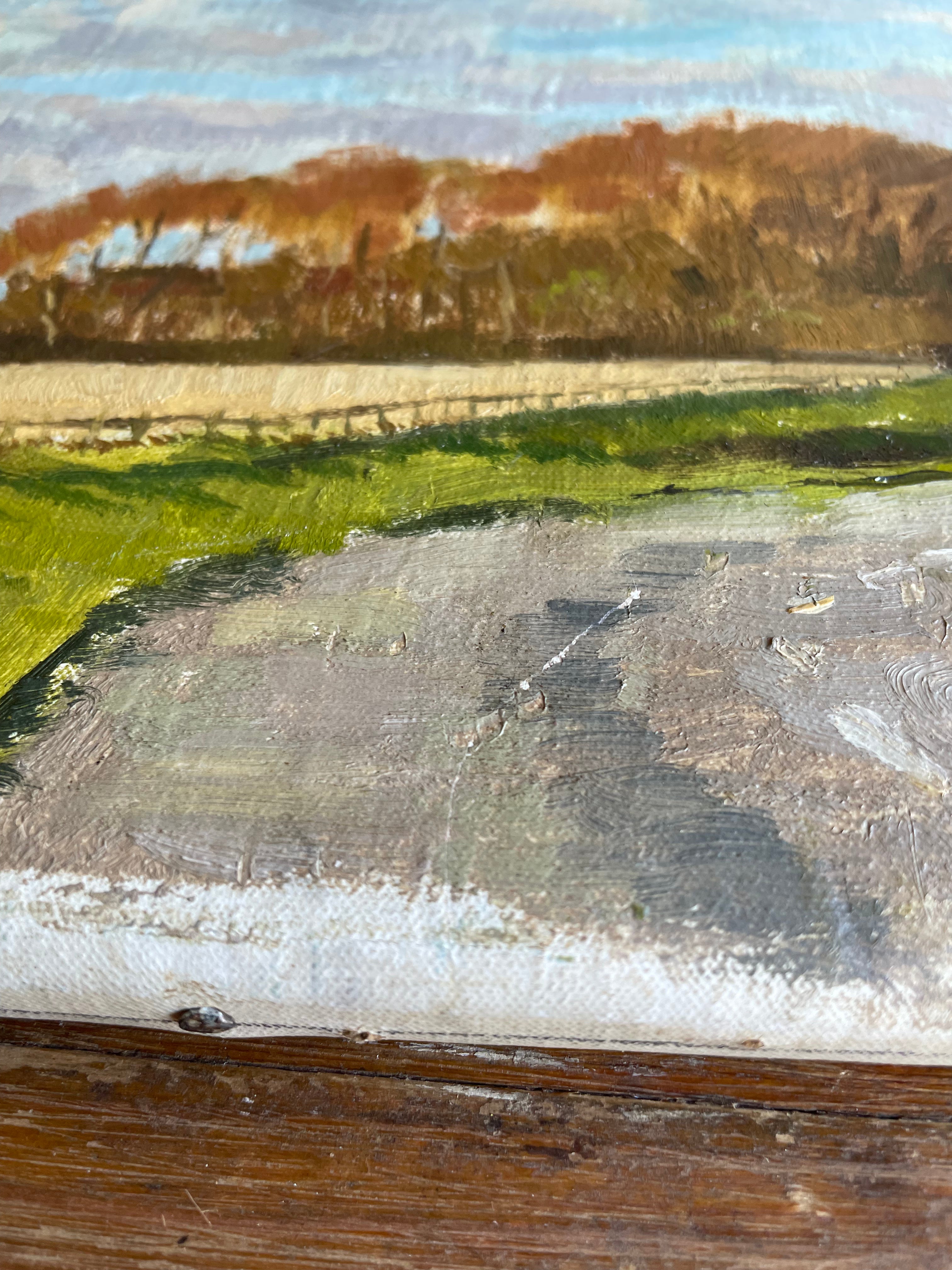 Fields and Blue Sky: Tiny Oil on Canvas