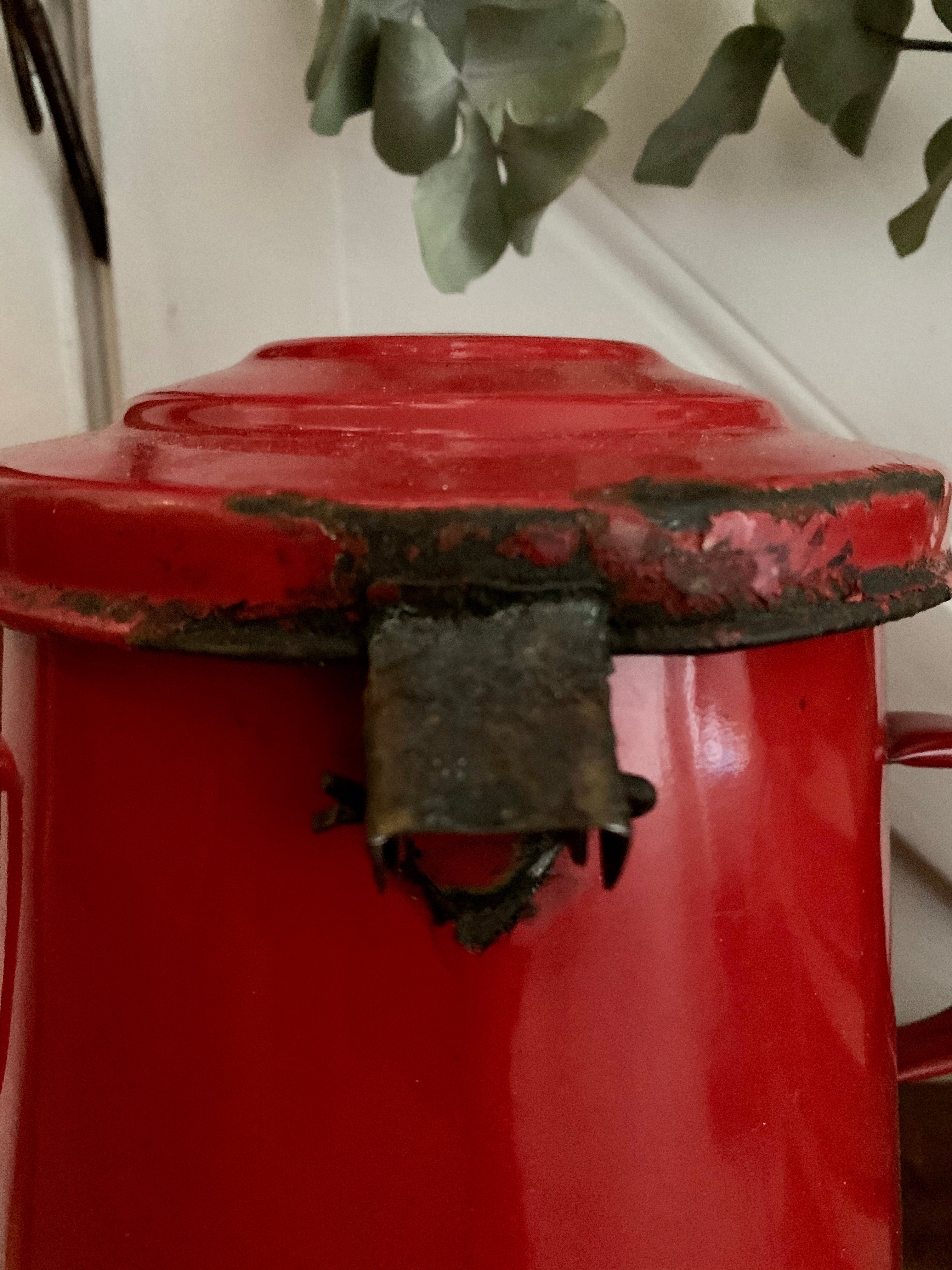 Medium  Red Enamel Storage Pot