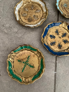 Six Vintage Italian Florentine Coasters - Colour Mix