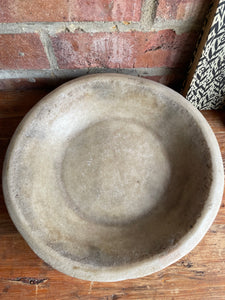 Antique Marble Stone Bowl: Beige Hues