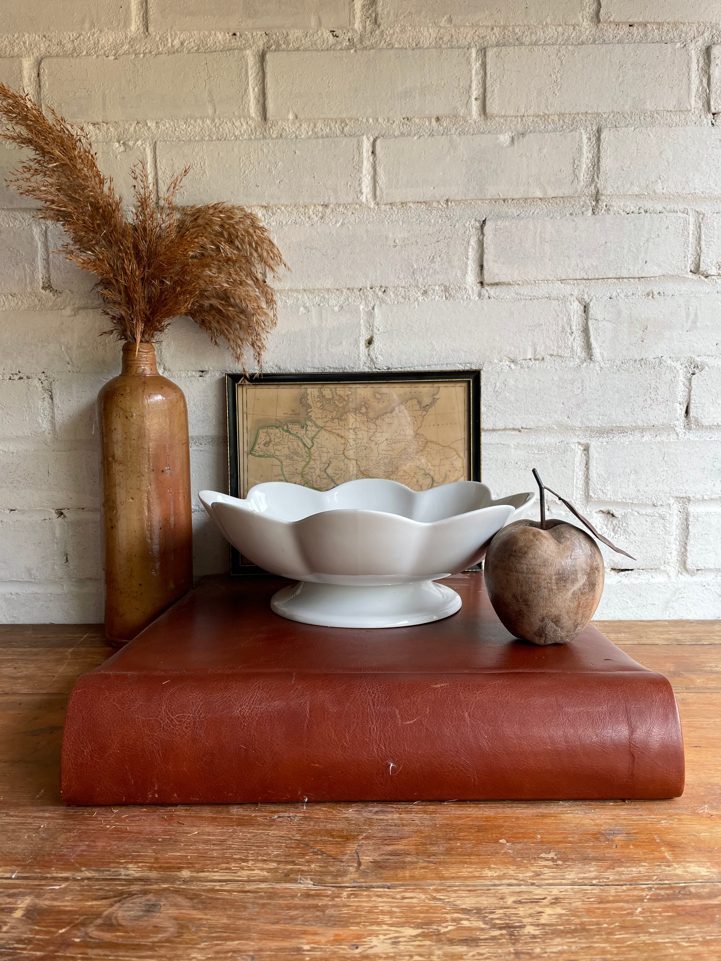 Vintage White Fluted Bowl