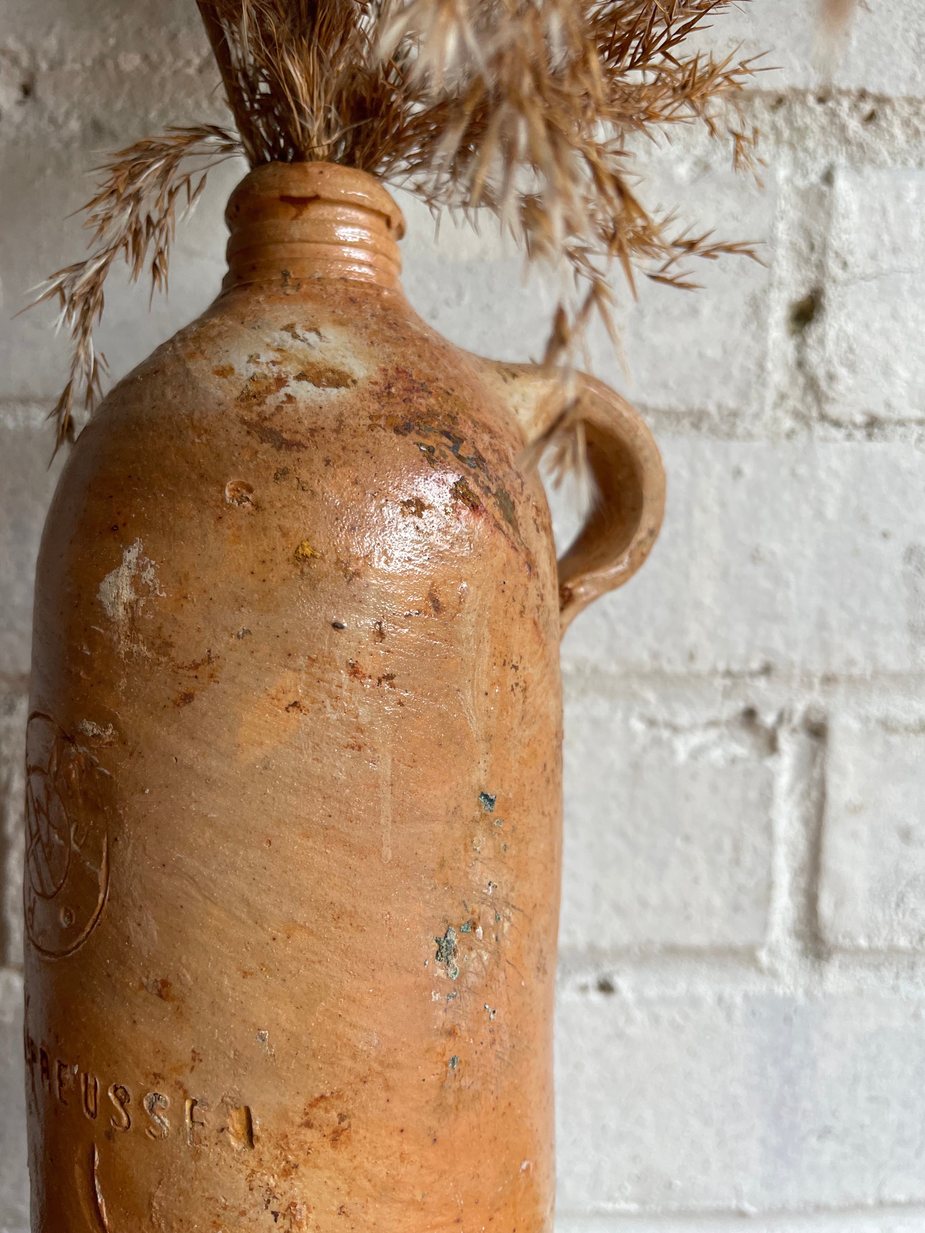 19th Century Ceramic Bottle/Candleholder with Engraved No. 1