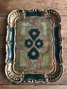 Teeny Green Florentine Gilt Tray